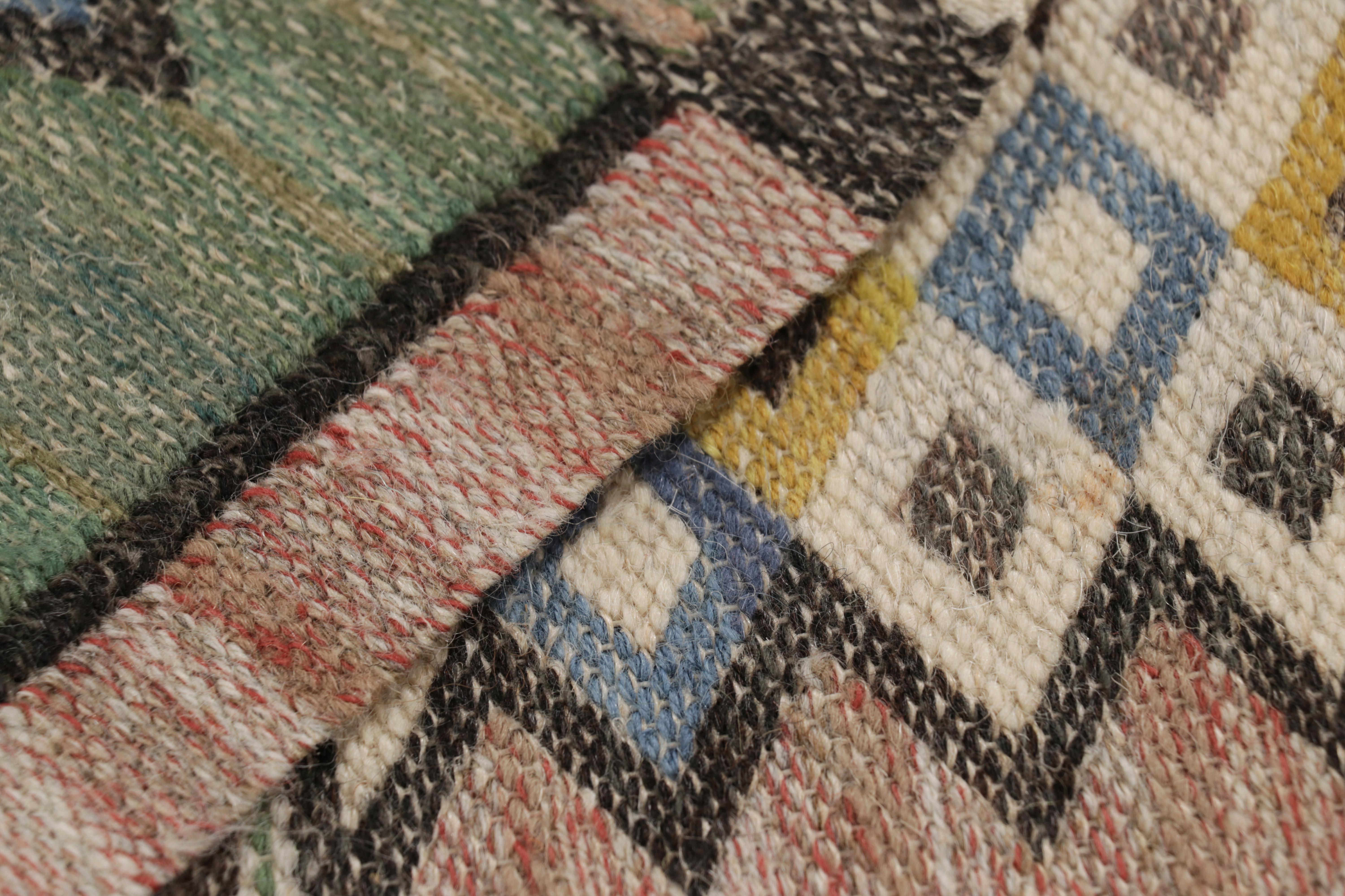 Hand-Woven Signed Antique Marta Maas Swedish Textile, Scandinavian Geometric - Rug & Kilim For Sale