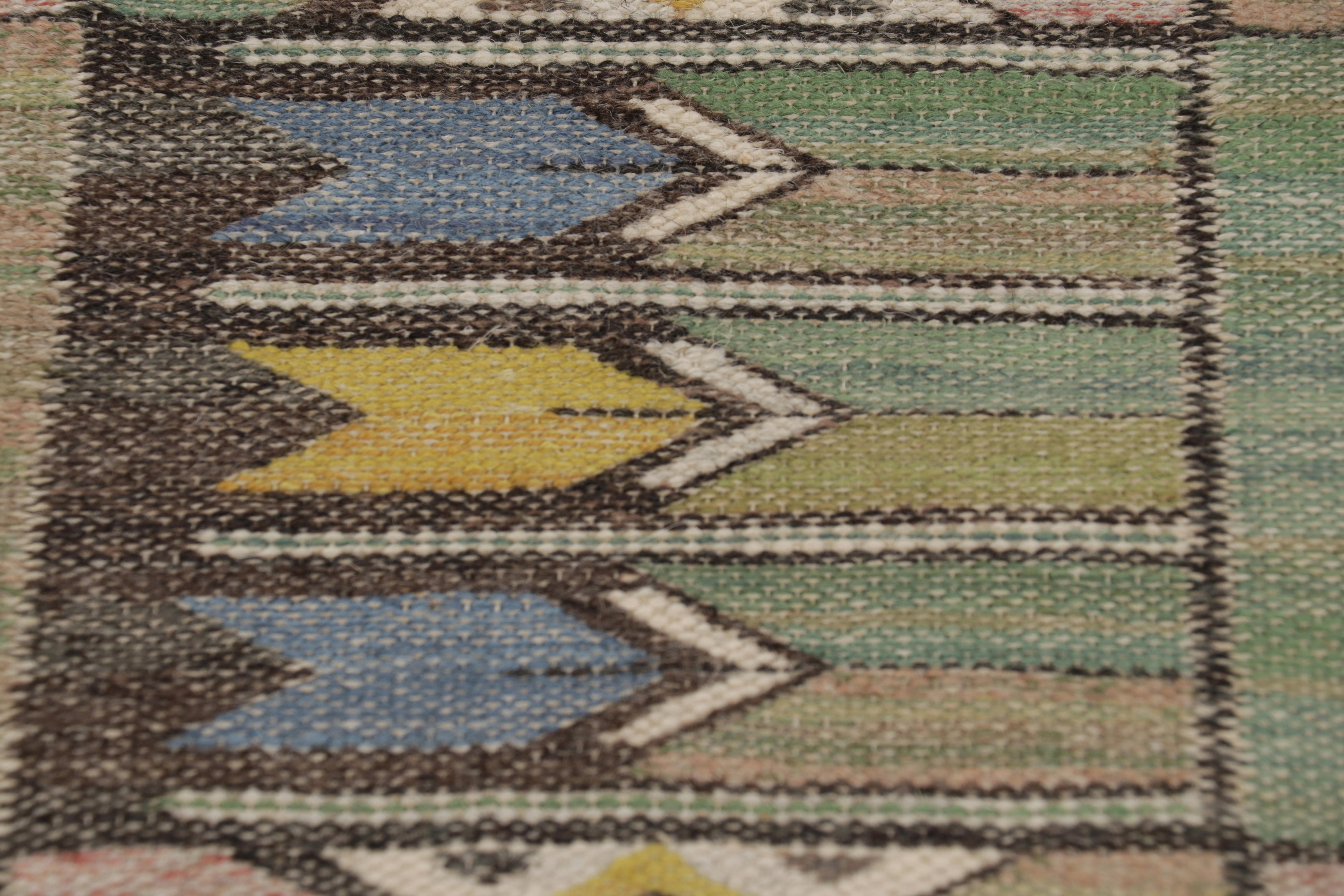Wool Signed Antique Marta Maas Swedish Textile, Scandinavian Geometric - Rug & Kilim For Sale