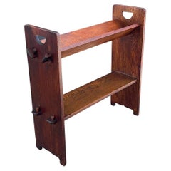 Signed Antique Mission Oak Craftsman Bookshelf Rack by Stickley, Model 74