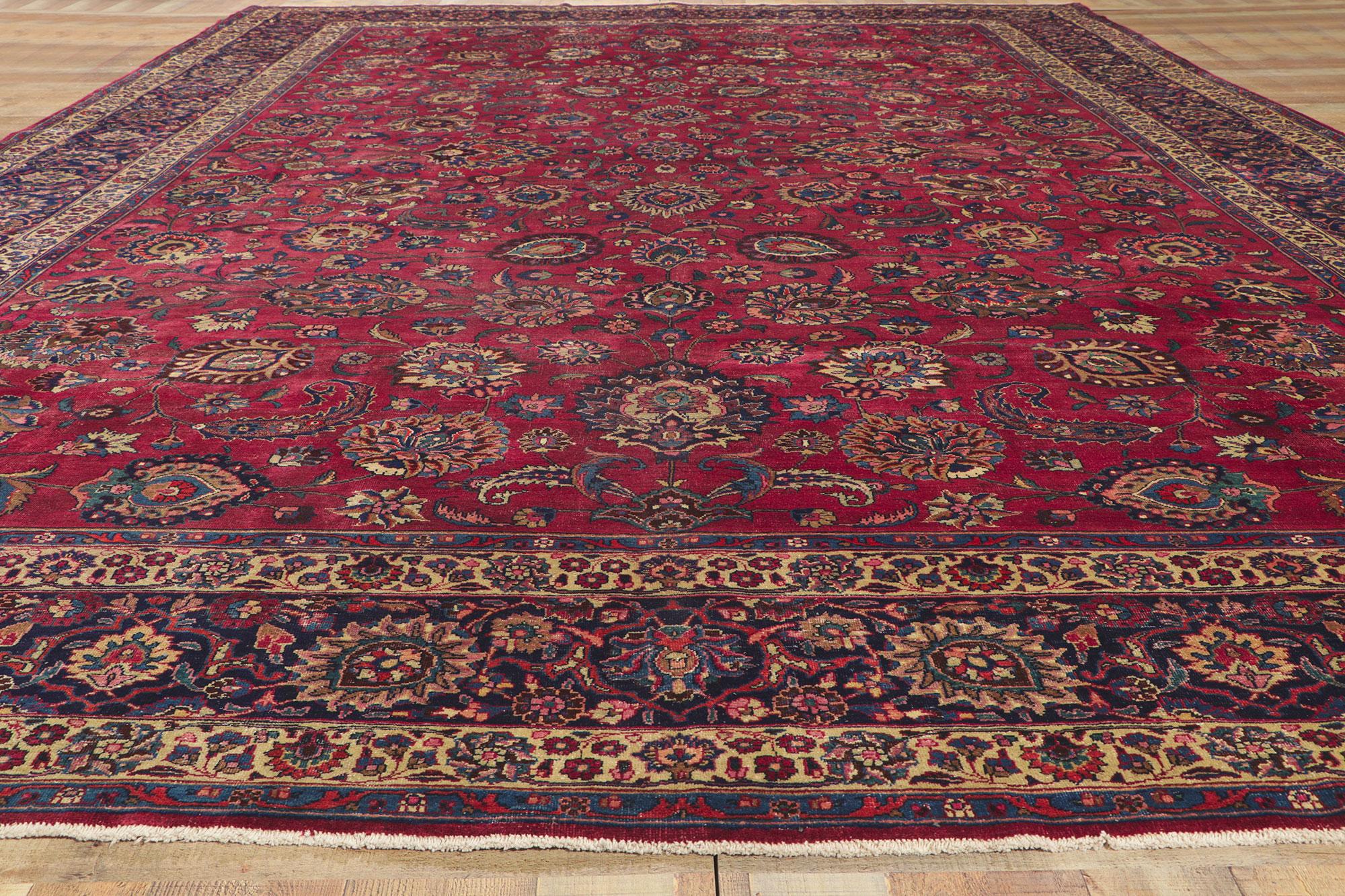 Antiker persischer Mashhad-Teppich in Hotel-Lobby-Größe im Angebot 4
