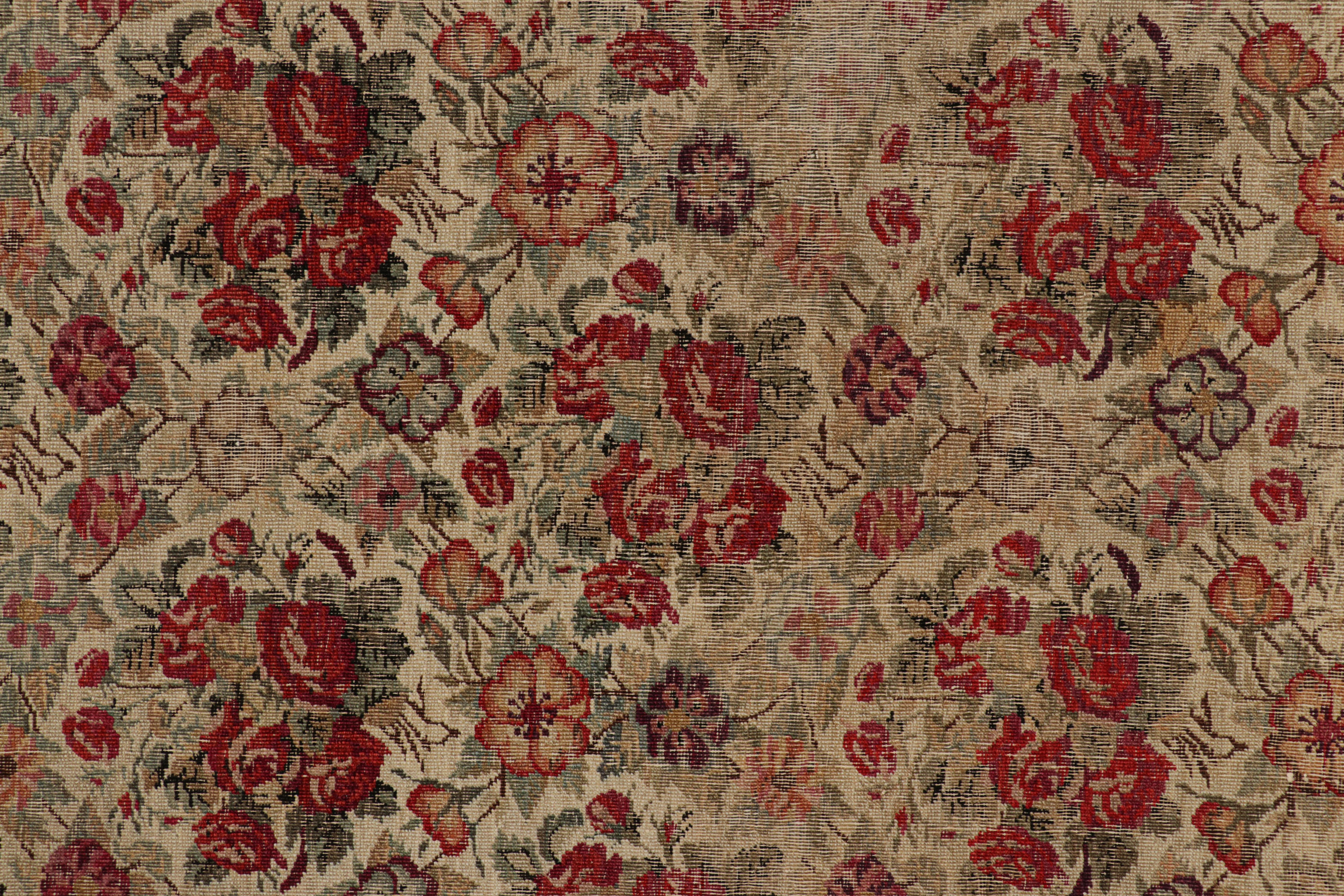 Hand-Knotted Signed Antique Persian Rug from Tehran with Floral Patterns, from Rug & Kilim For Sale