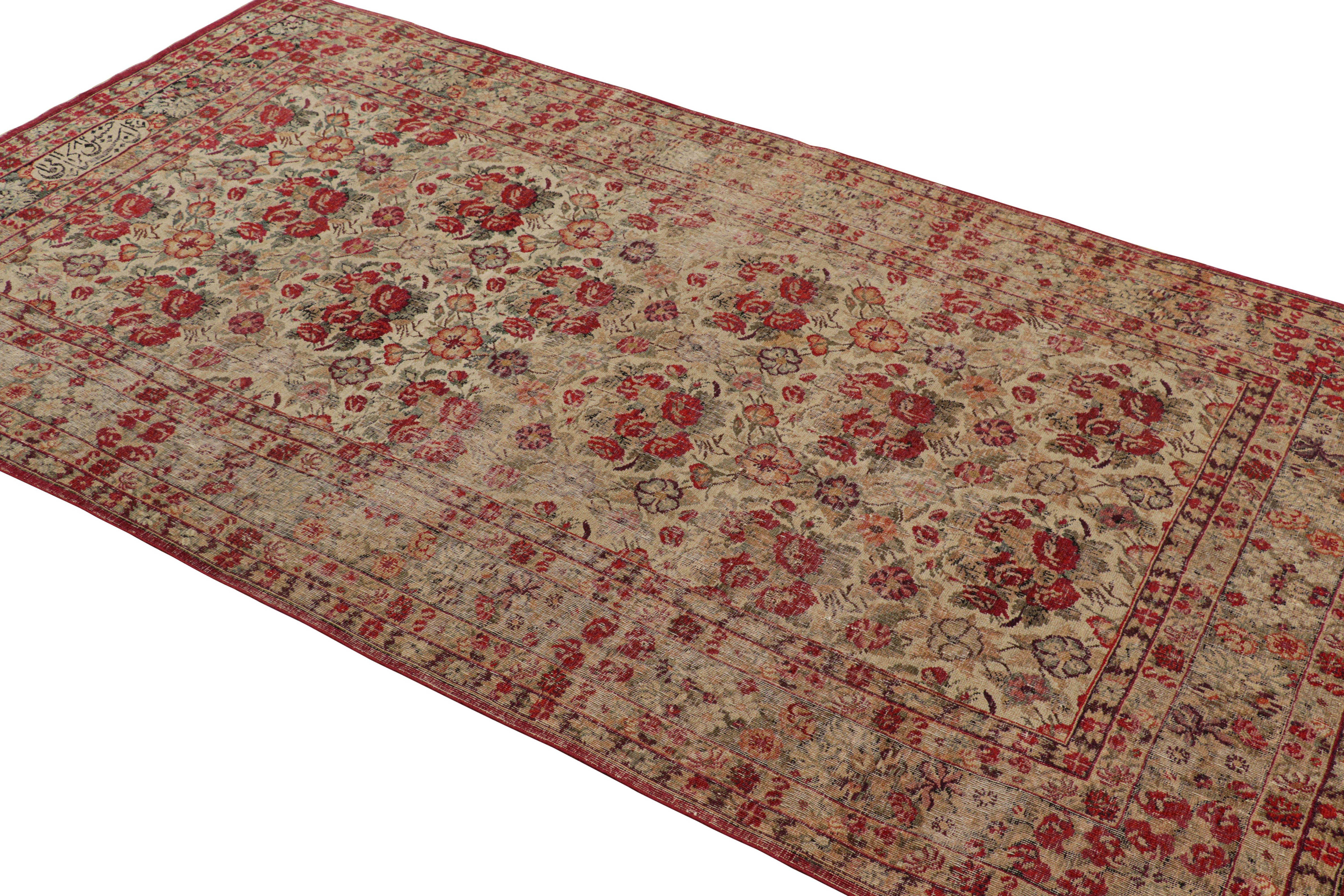 Signed Antique Persian Rug from Tehran with Floral Patterns, from Rug & Kilim In Good Condition For Sale In Long Island City, NY