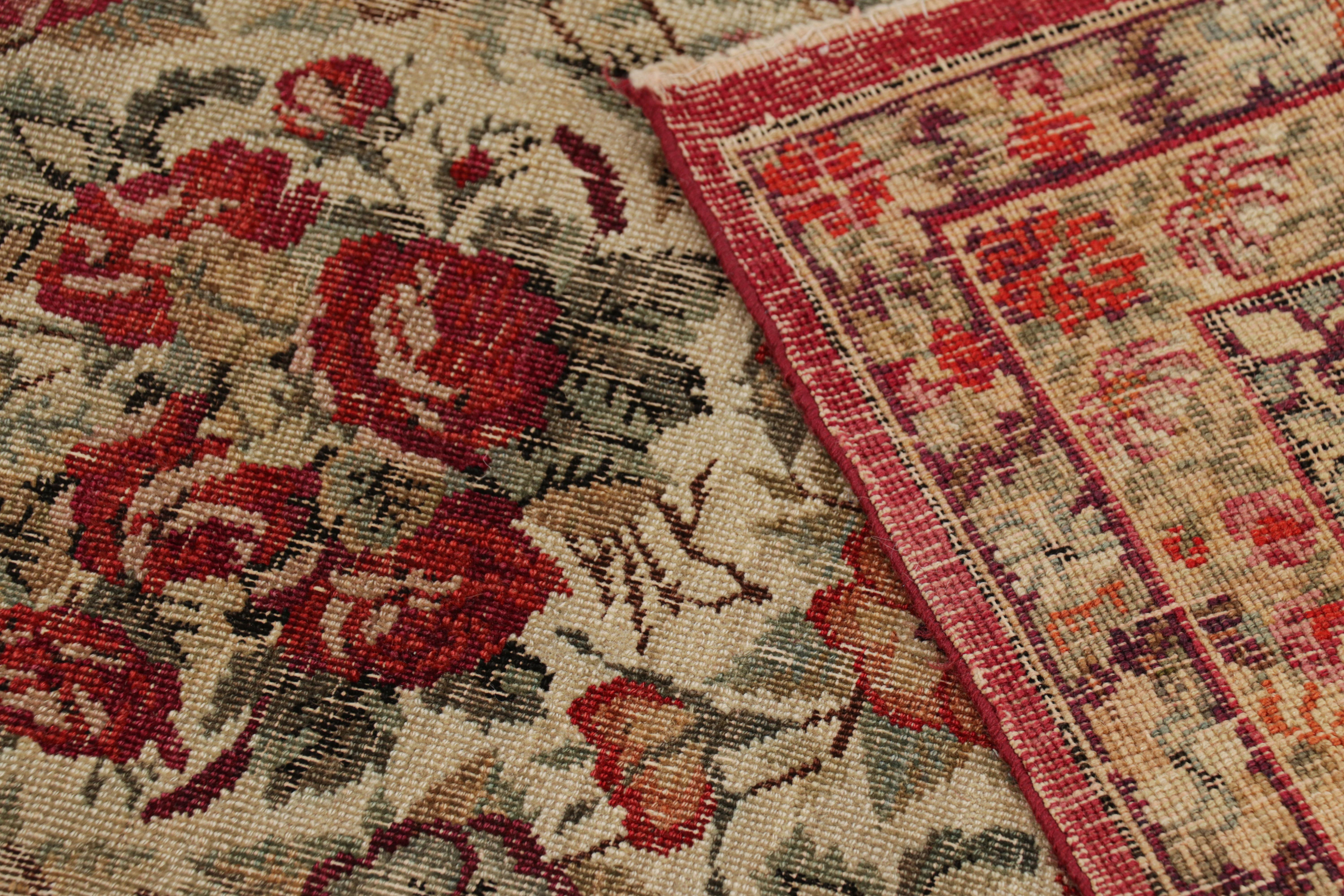 Signed Antique Persian Rug from Tehran with Floral Patterns, from Rug & Kilim For Sale 1