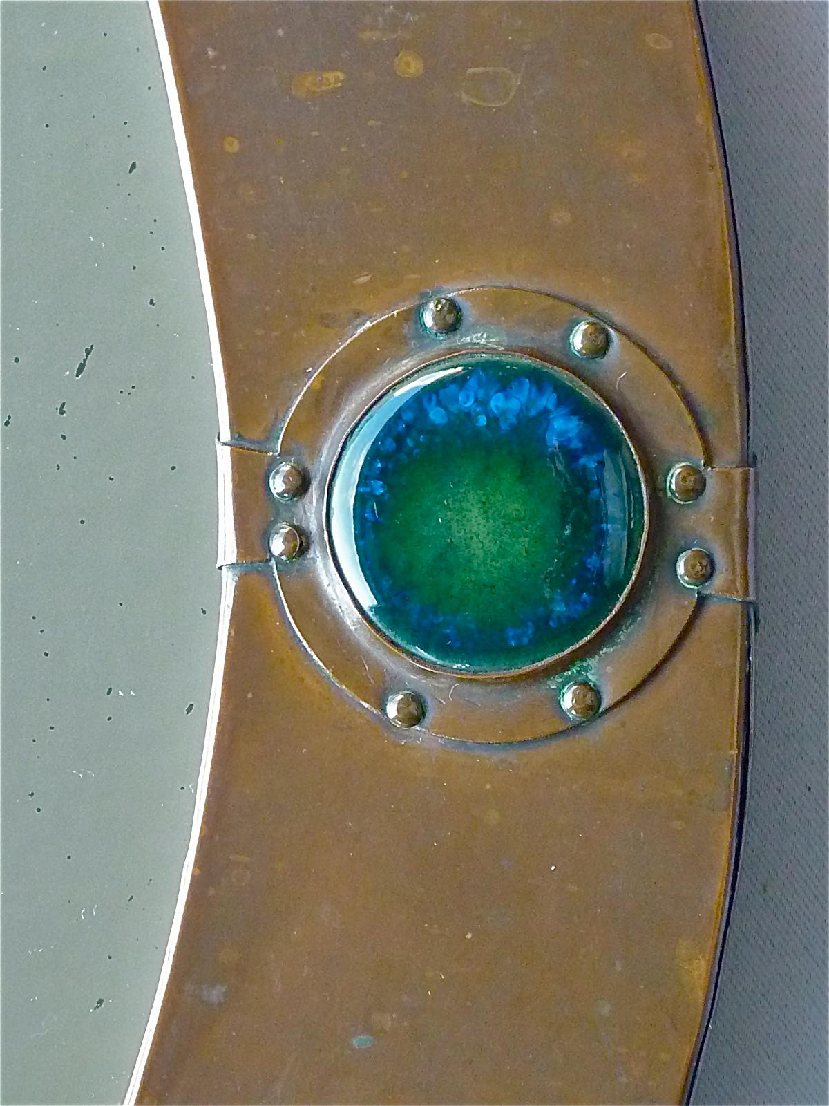Signed Antique Round Liberty Wall Mirror Patinated Copper Arts & Crafts, 1900 8