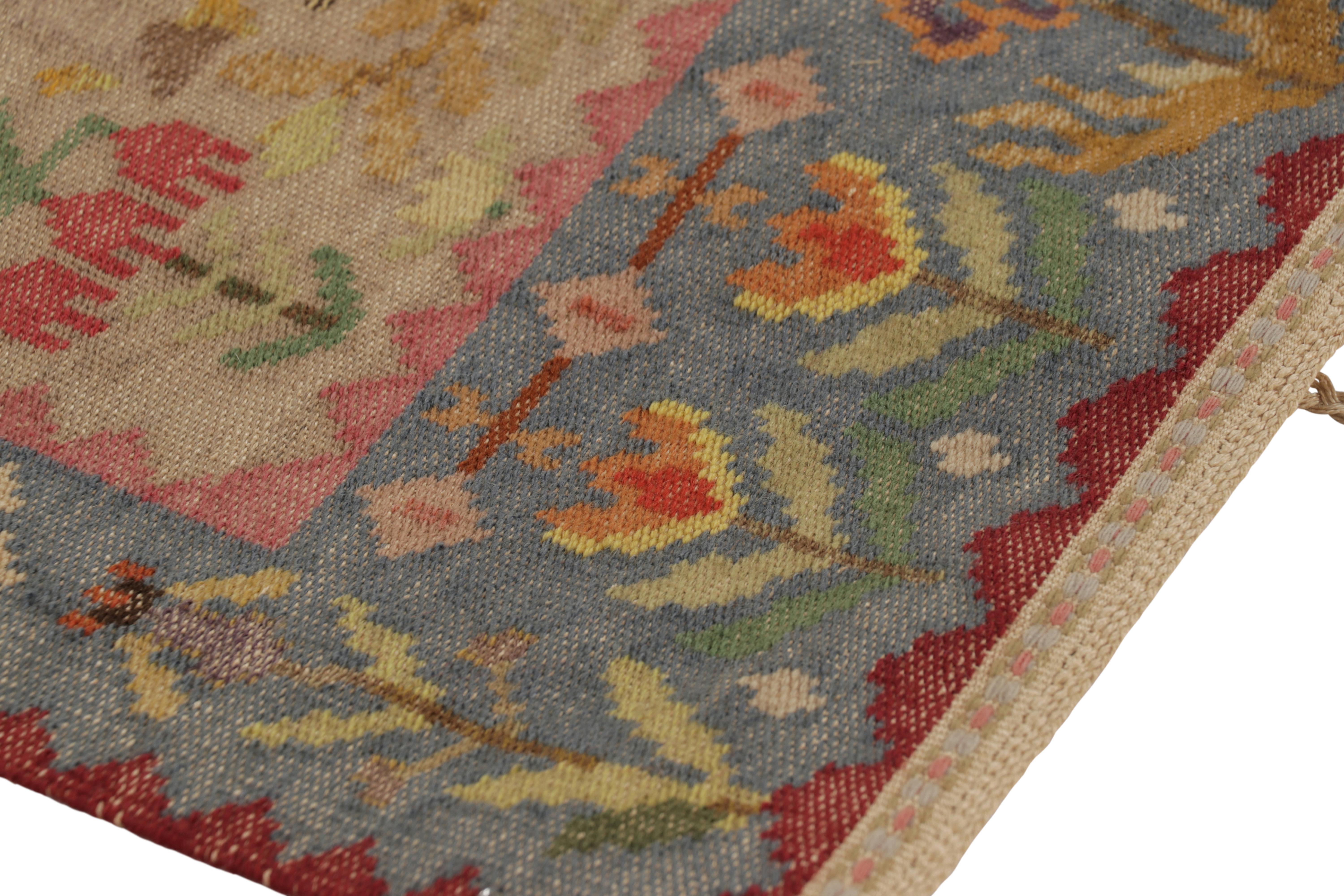 Début du 20ème siècle Textile suédois ancien signé, art populaire scandinave pictural - Rug & Kilim en vente