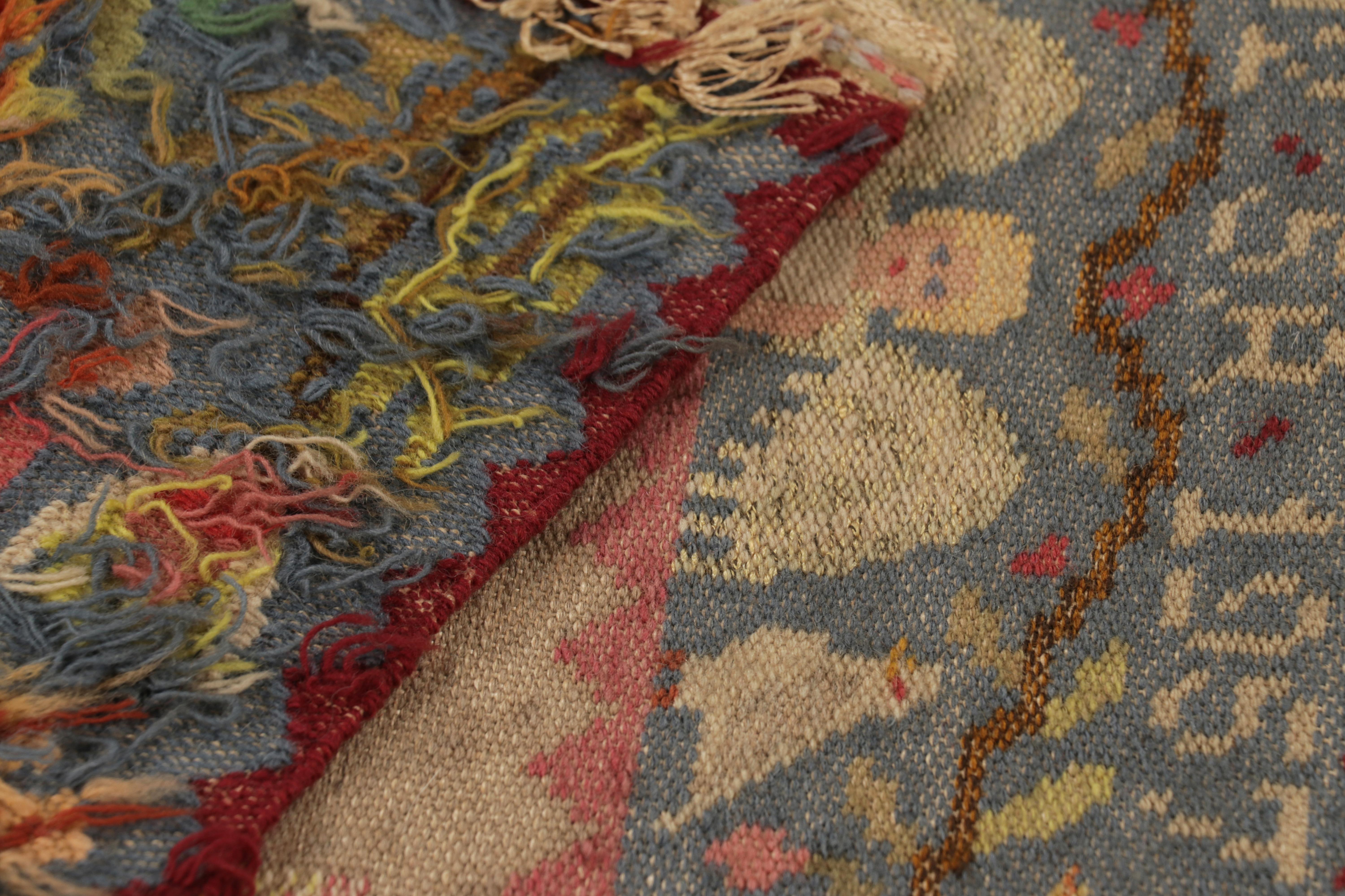 Laine Textile suédois ancien signé, art populaire scandinave pictural - Rug & Kilim en vente