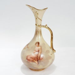 Signed Antique Vienna Handpainted Porcelain Ewer depicting Psyche