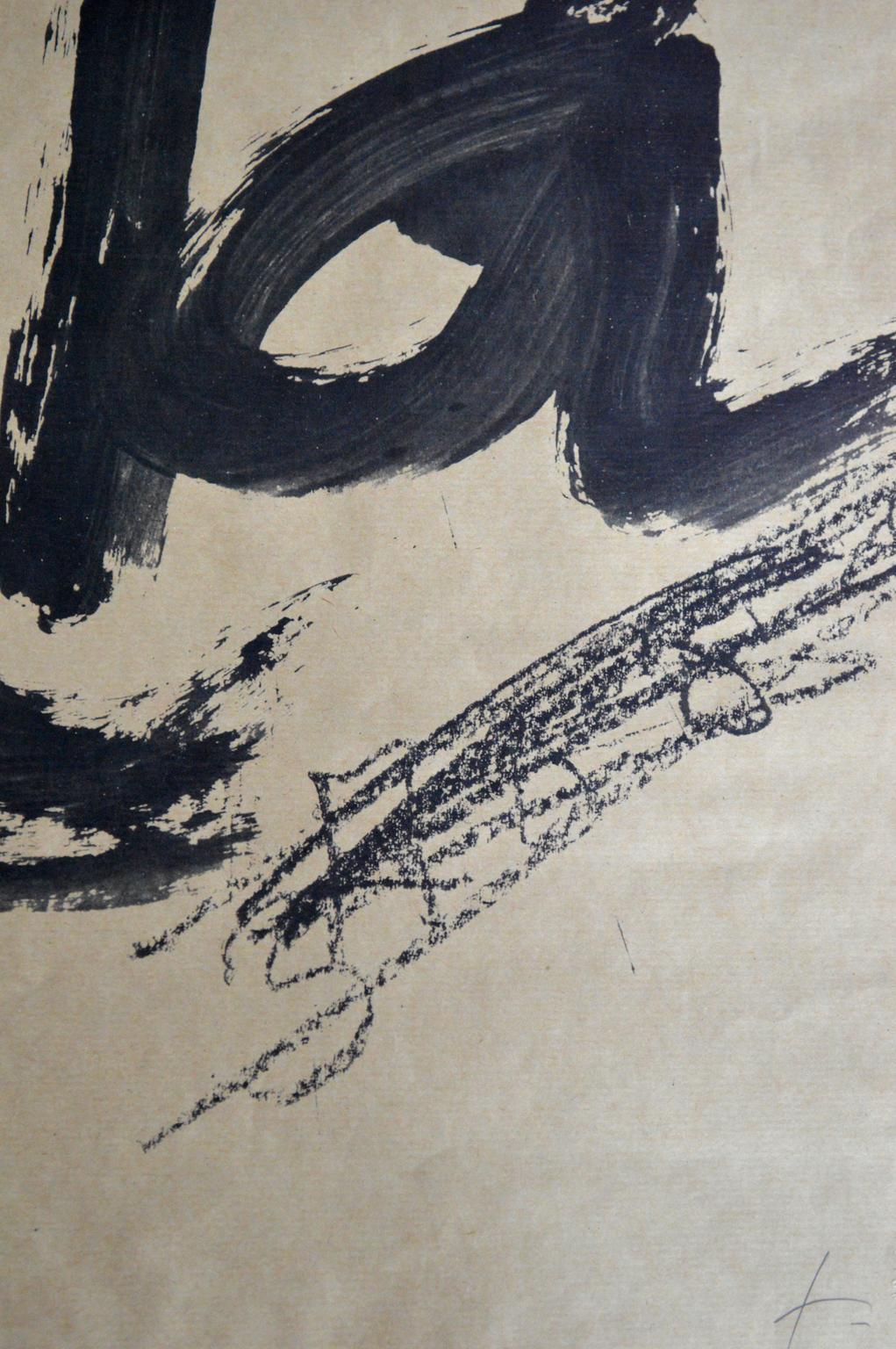 Spanish Antoni Tàpies Signed Lithograph from Fudacio Antoni Tapies opening, 1990 For Sale