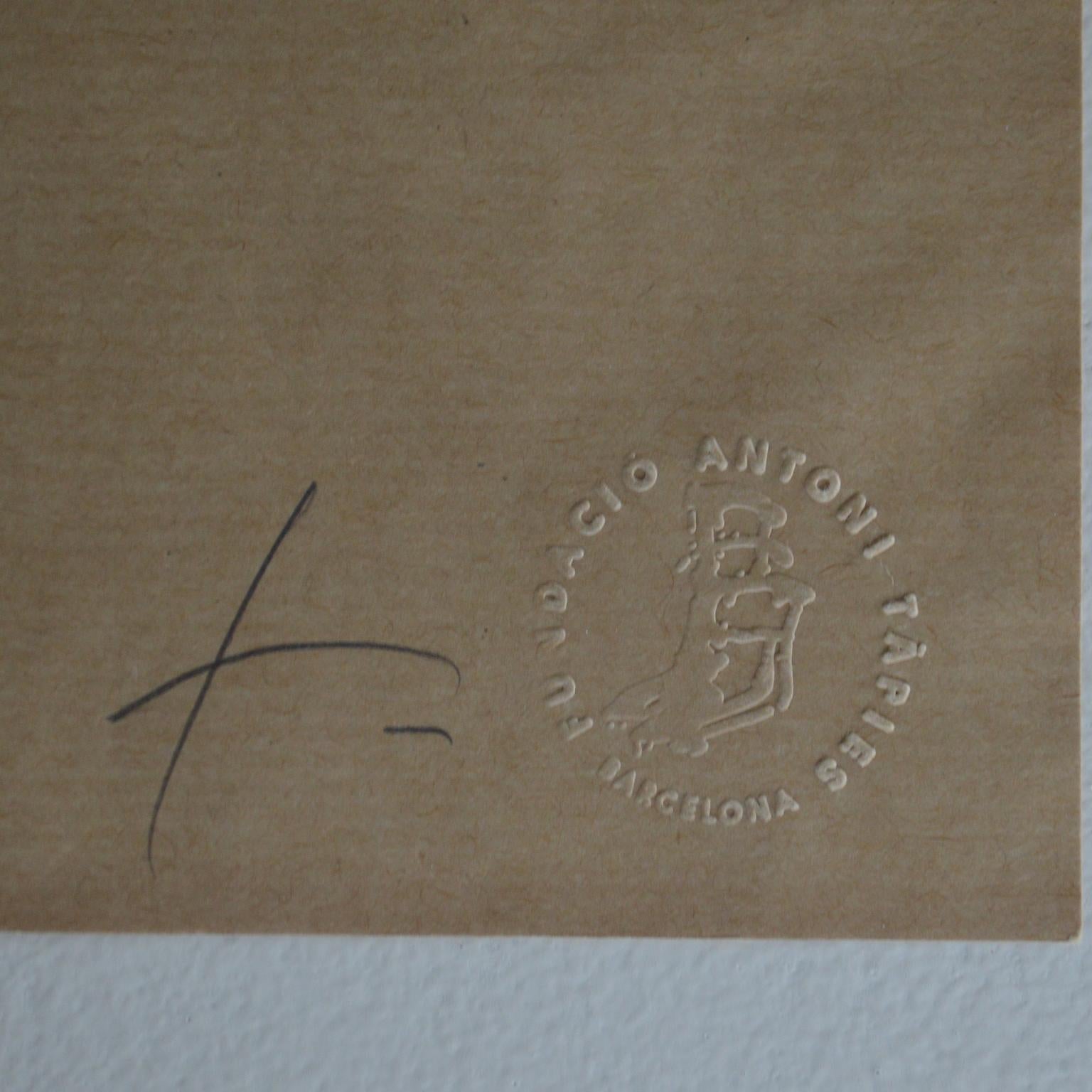 Antoni Tàpies Signed Lithograph from Fudacio Antoni Tapies opening, 1990 In Good Condition For Sale In Portland, ME