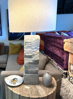 Signed AP Stoneware Rock Shaped Lamps