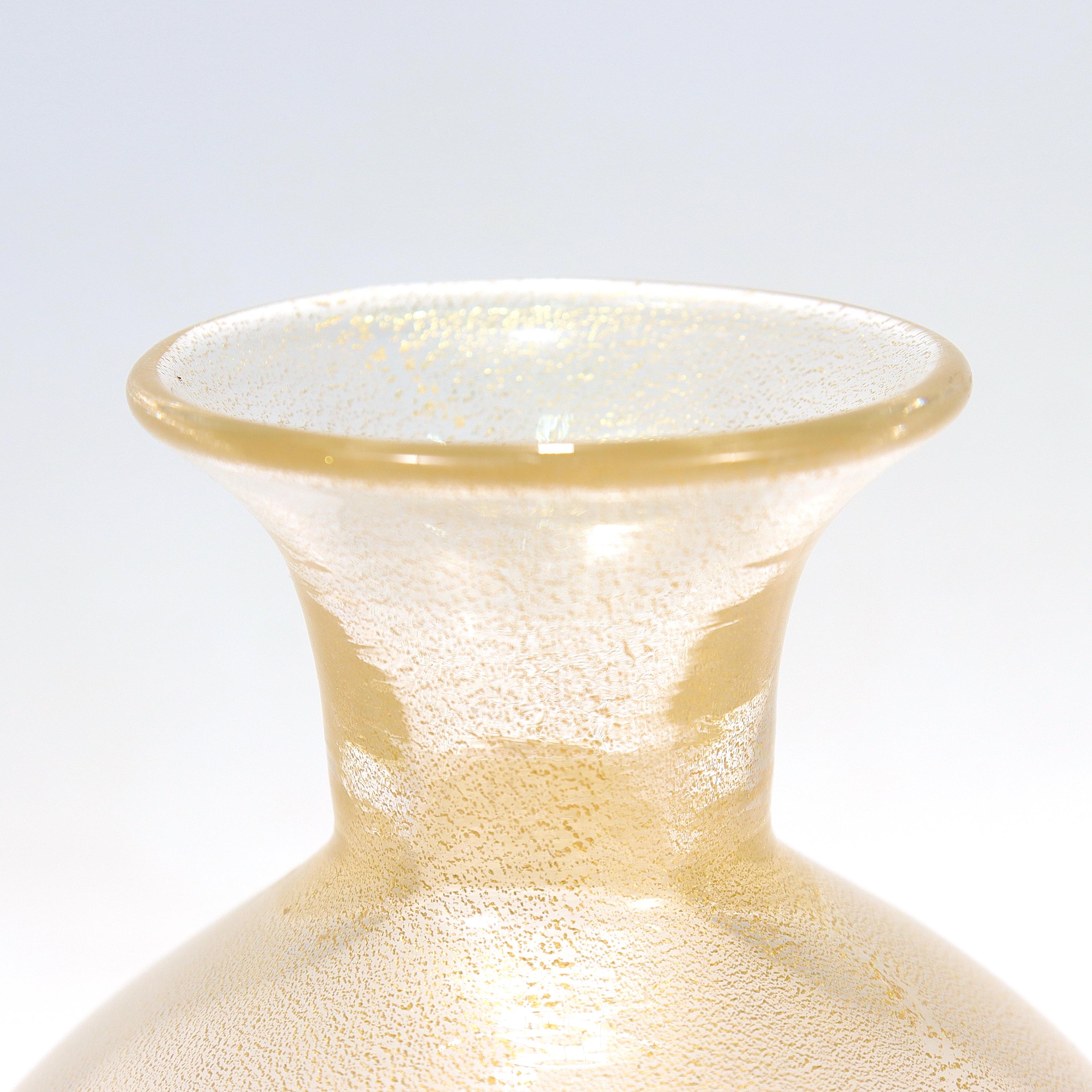 20th Century Signed Archimede Seguso Mid-Century Murano or Venetian Glass Vase with Gold Foil