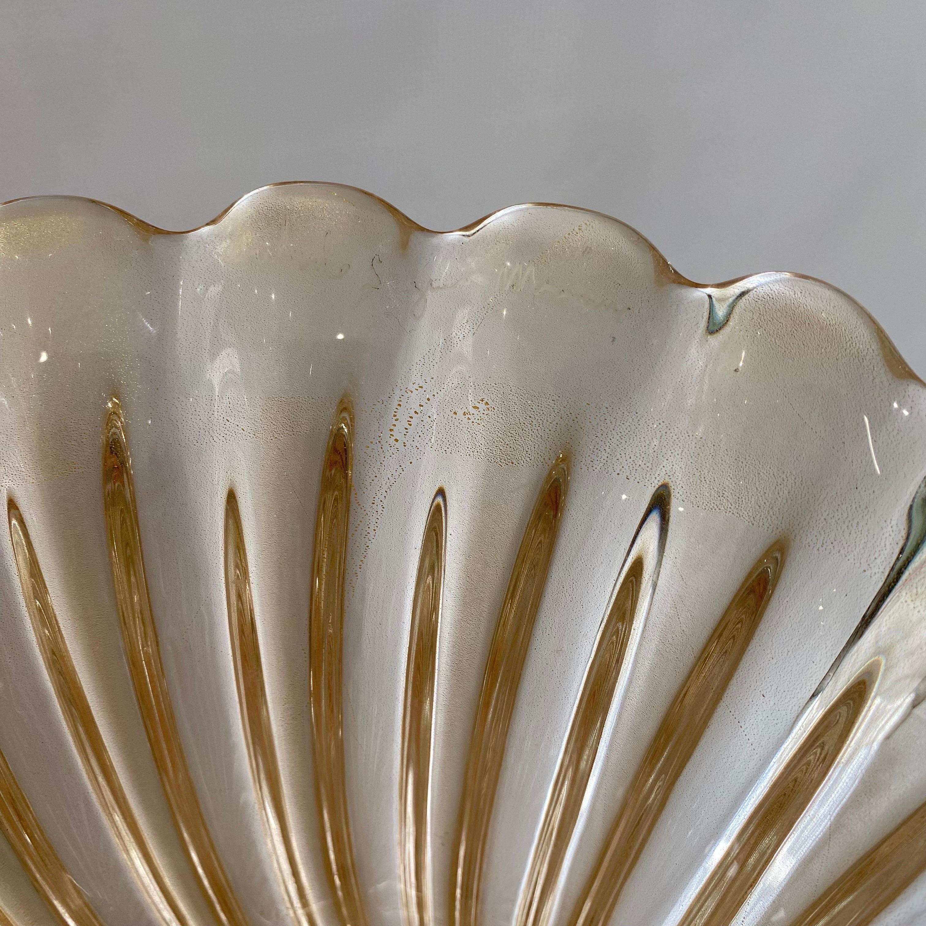 Signed Archimede Seguso Murano Glass Floor Lamp Gold Italian Art Deco 1980s For Sale 5