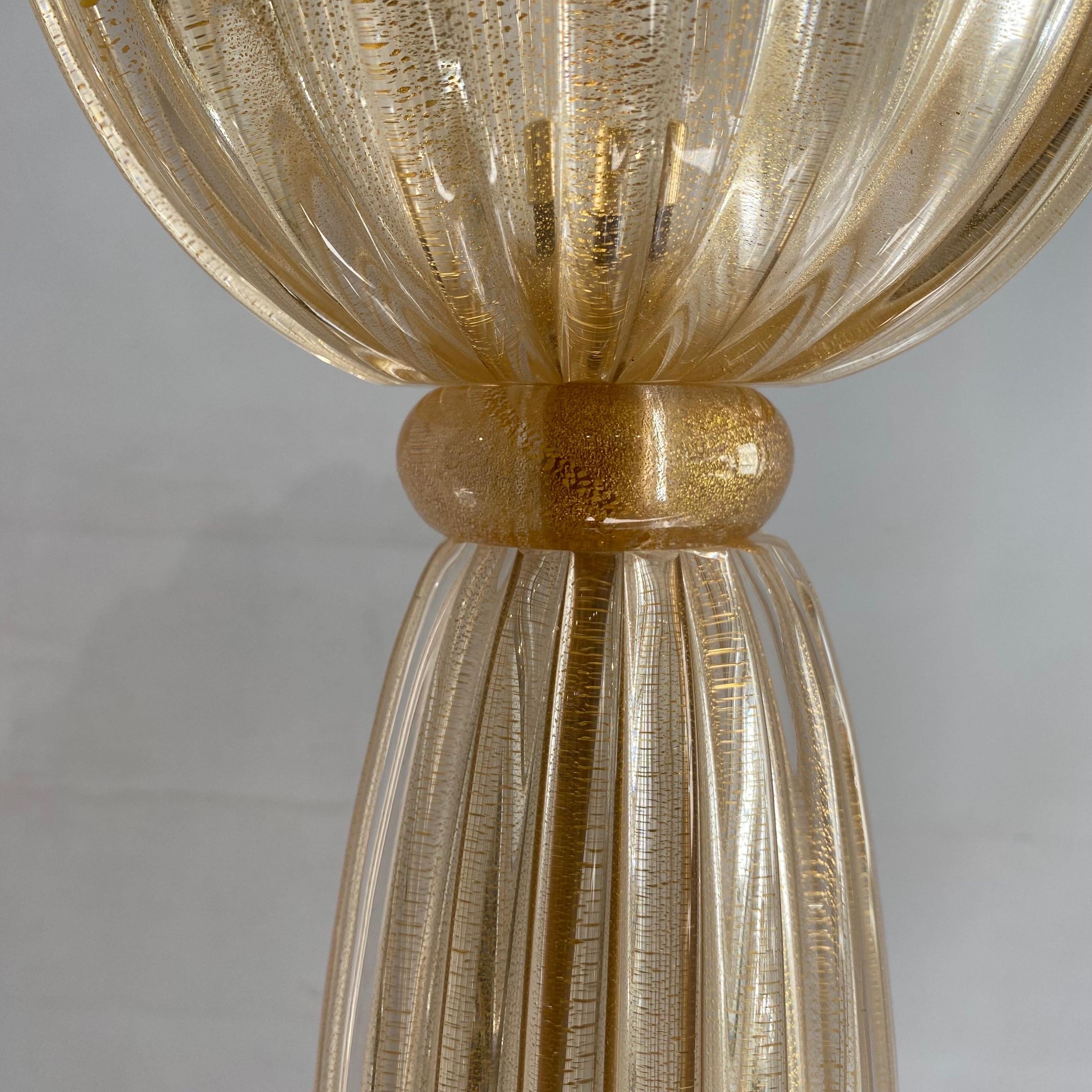 Signed Archimede Seguso Murano Glass Floor Lamp Gold Italian Art Deco 1980s For Sale 7