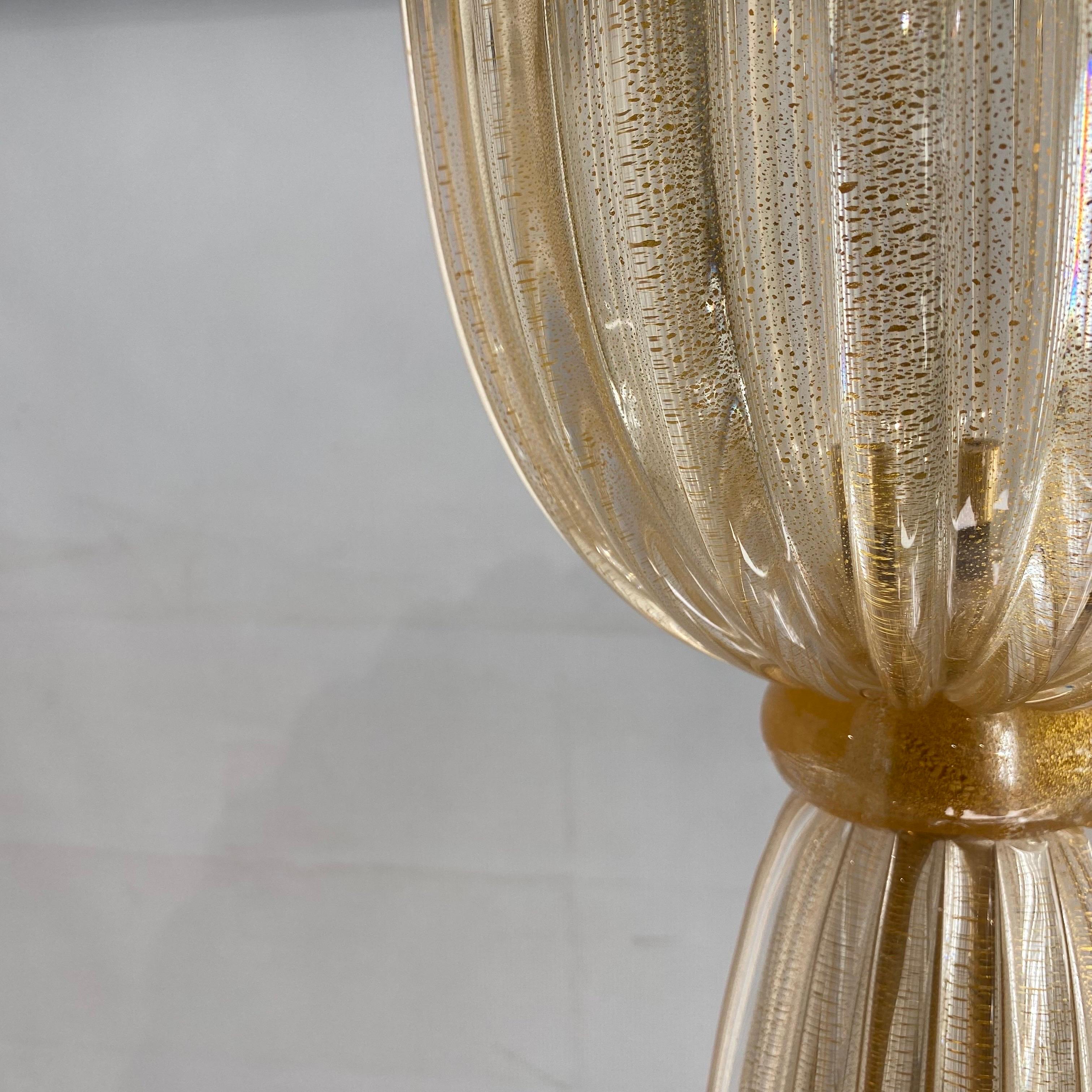 Signed Archimede Seguso Murano Glass Floor Lamp Gold Italian Art Deco 1980s For Sale 8