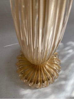 Signed Archimede Seguso Murano Glass Floor Lamp Gold Italian Art Deco 1980s