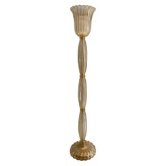 Signed Archimede Seguso Murano Glass Floor Lamp Gold Italian Art Deco 1980s