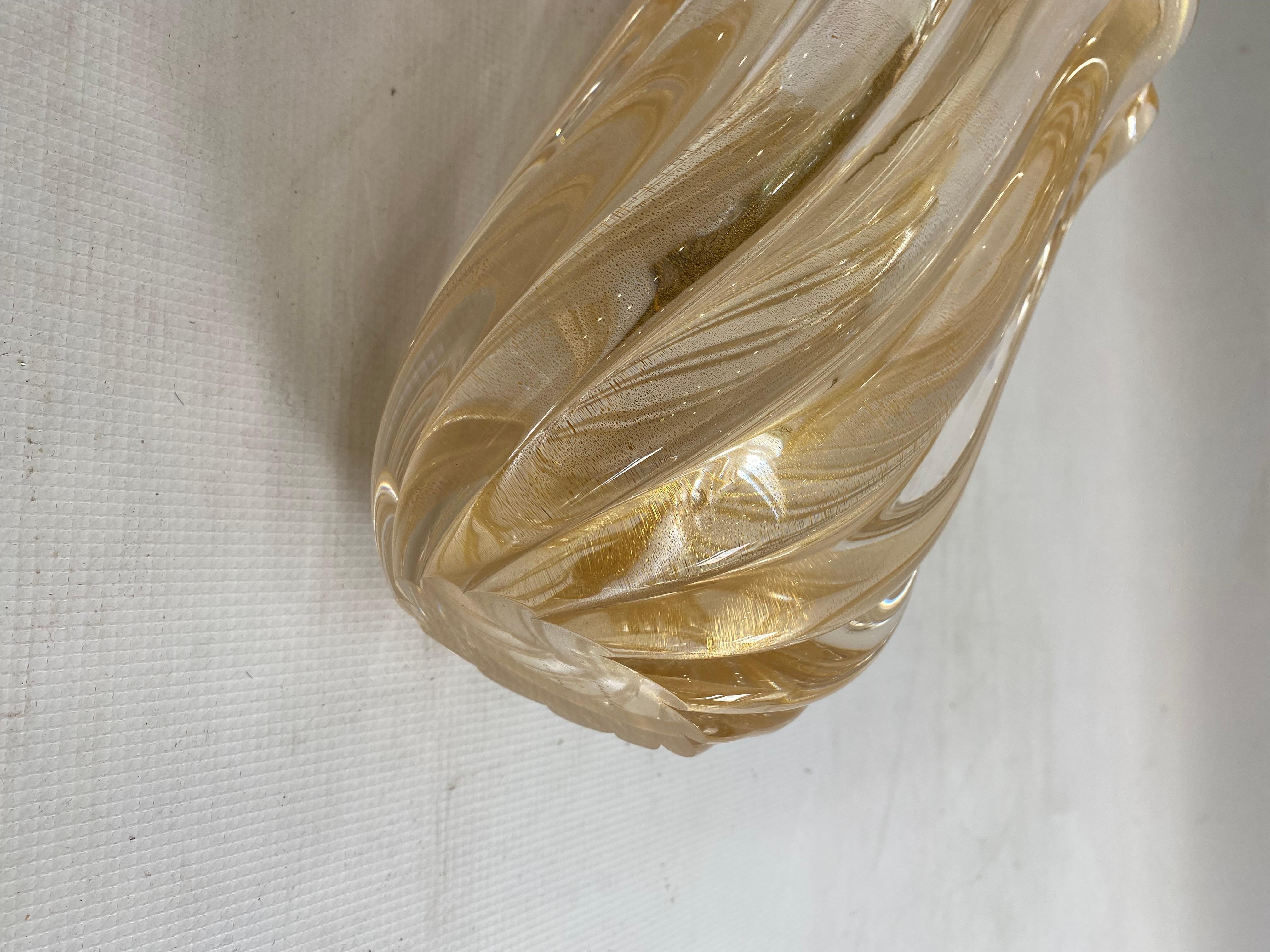 Jarrón de cristal de Murano firmado Archimede Seguso Oro Art Decó italiano años 80 en venta 8