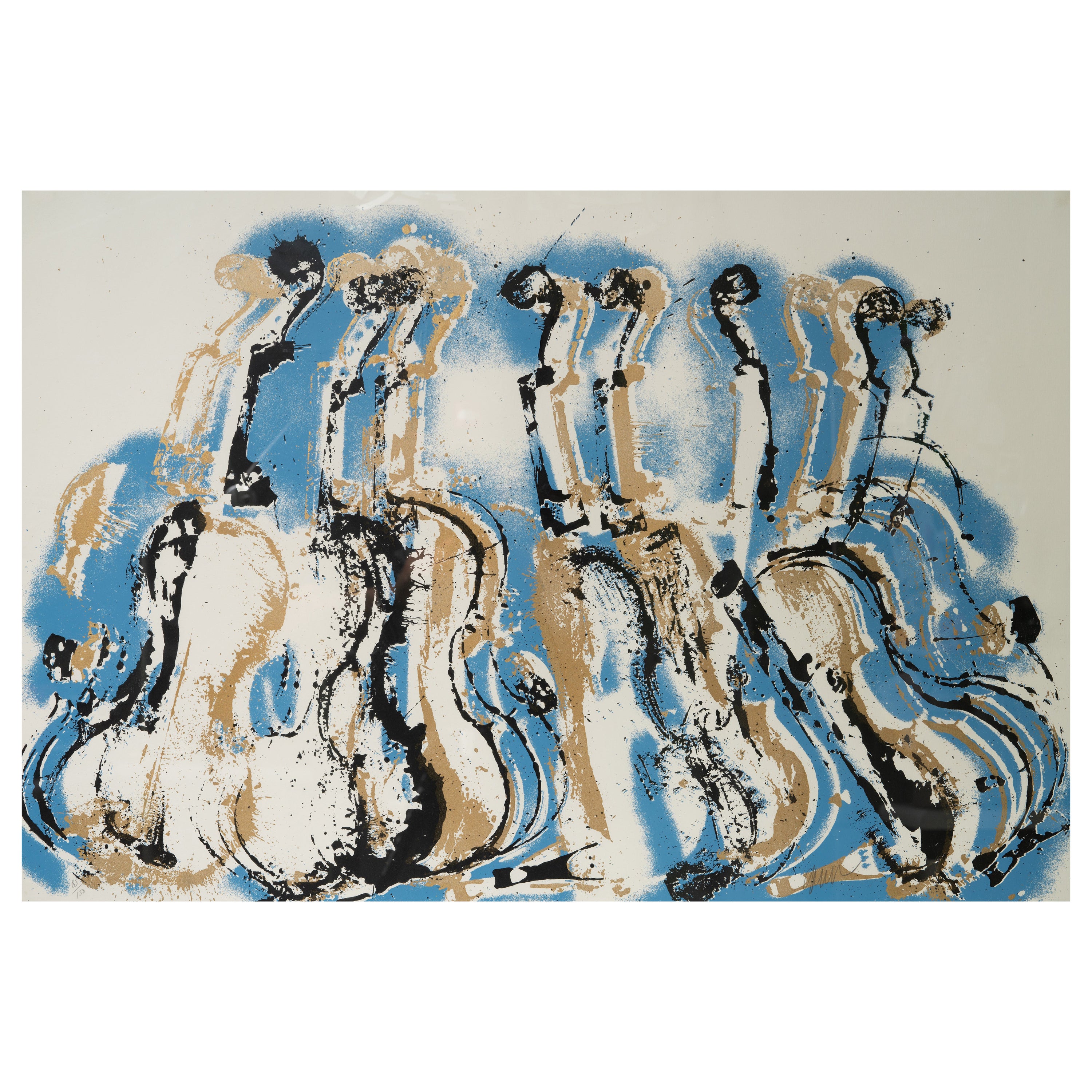 Signed Arman Fernandez 
Blue Variations
, Editioned Large Folio Silkscreen, 1978