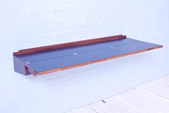 Signed Hovmand-Olsen Wall-Mounted Desk in Palisander, Brass, & Black Laminate