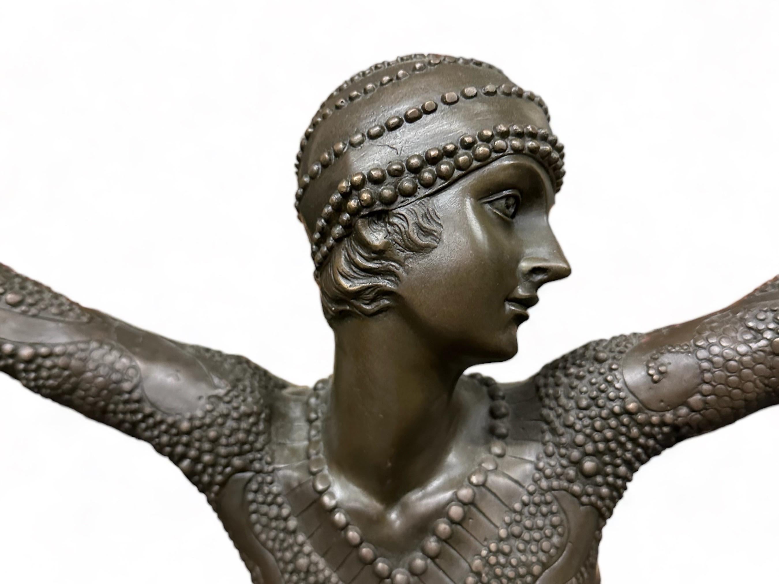 Unknown Signed Art Deco After Demetre Chiparus Bronze Sculpture 