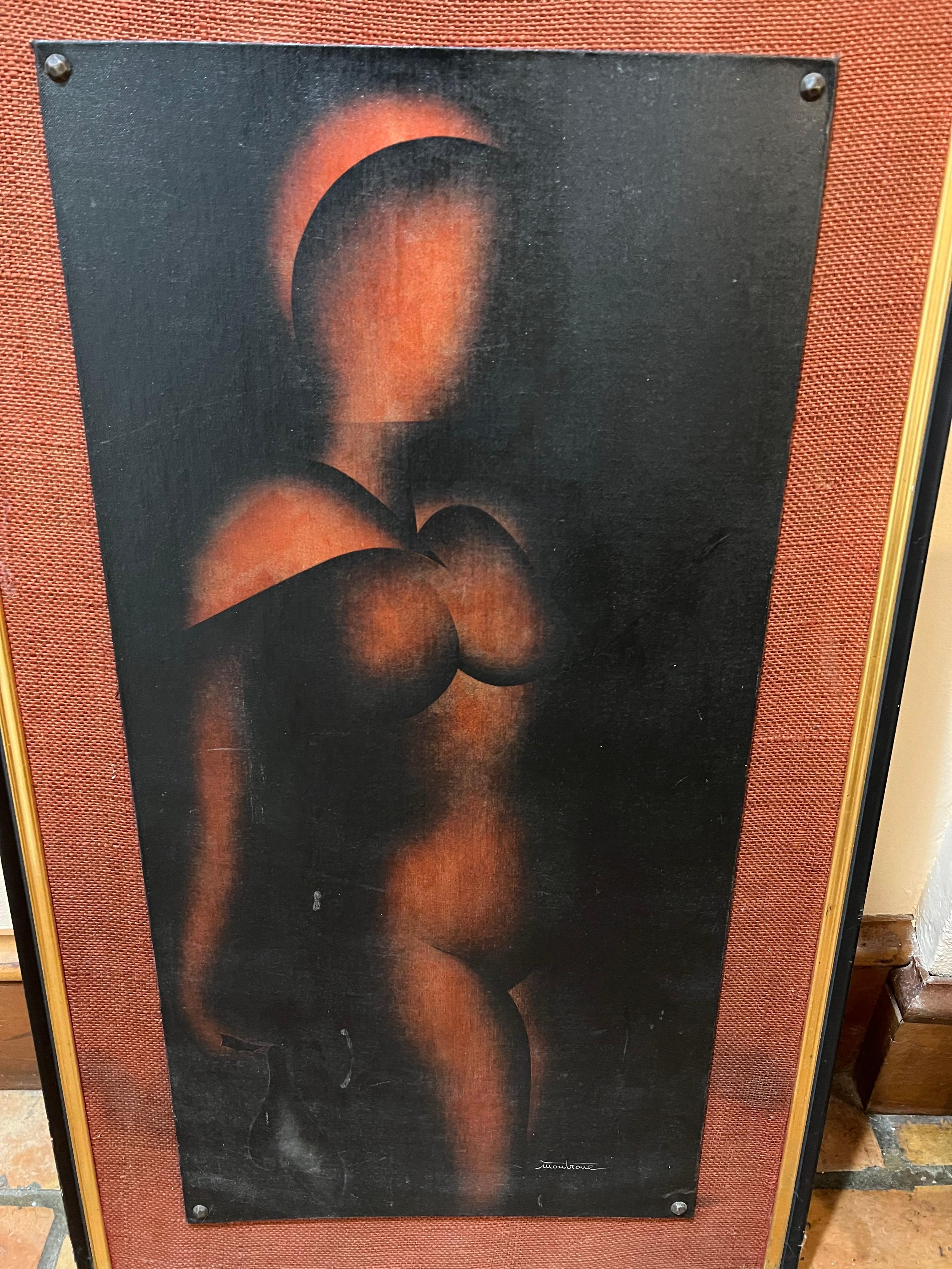 Painted Signed Art Deco Nude by John Montroue For Sale