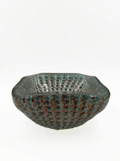 Signed Art Glass Centerpiece Bowl "Marinot", Mid-20th Century
