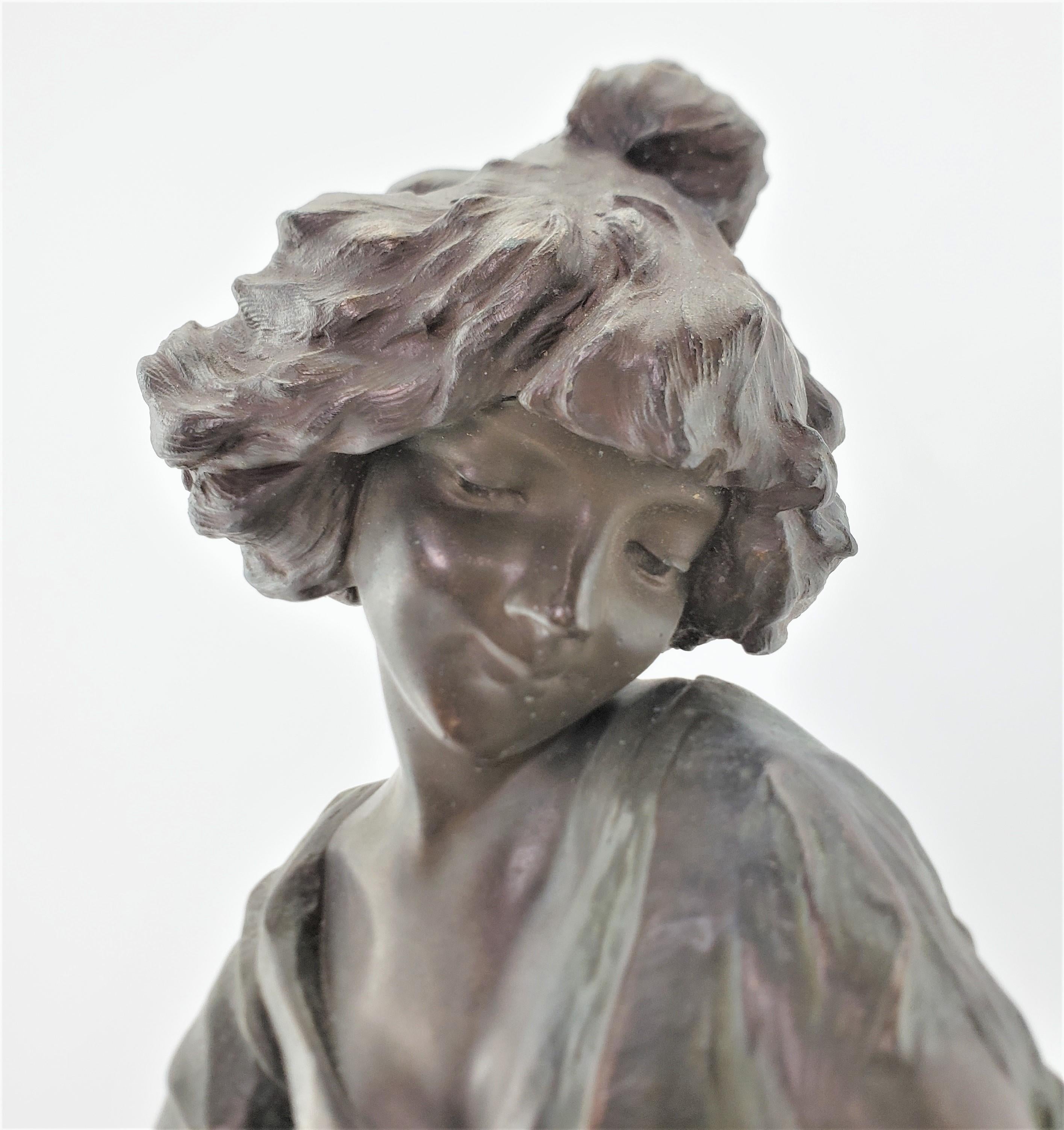 Art nouveau-Stil patinierte, beleuchtete Skulptur von Loie Fuller oder Lampe aus Zinn, signiert im Angebot 11