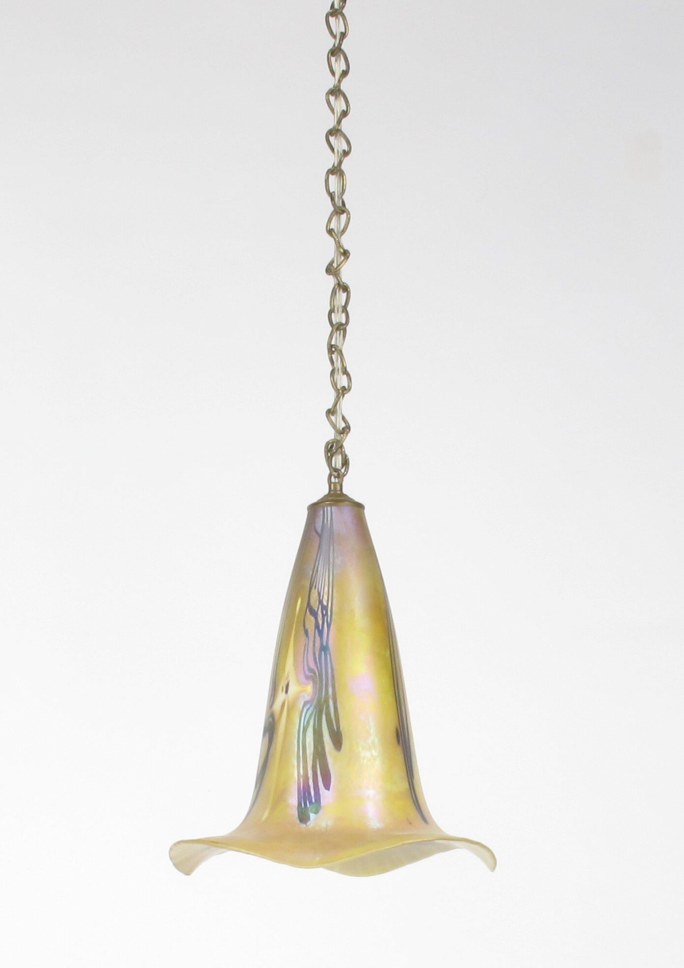 Signed Art Nouveau Sculptural Glass Pendant Light 2