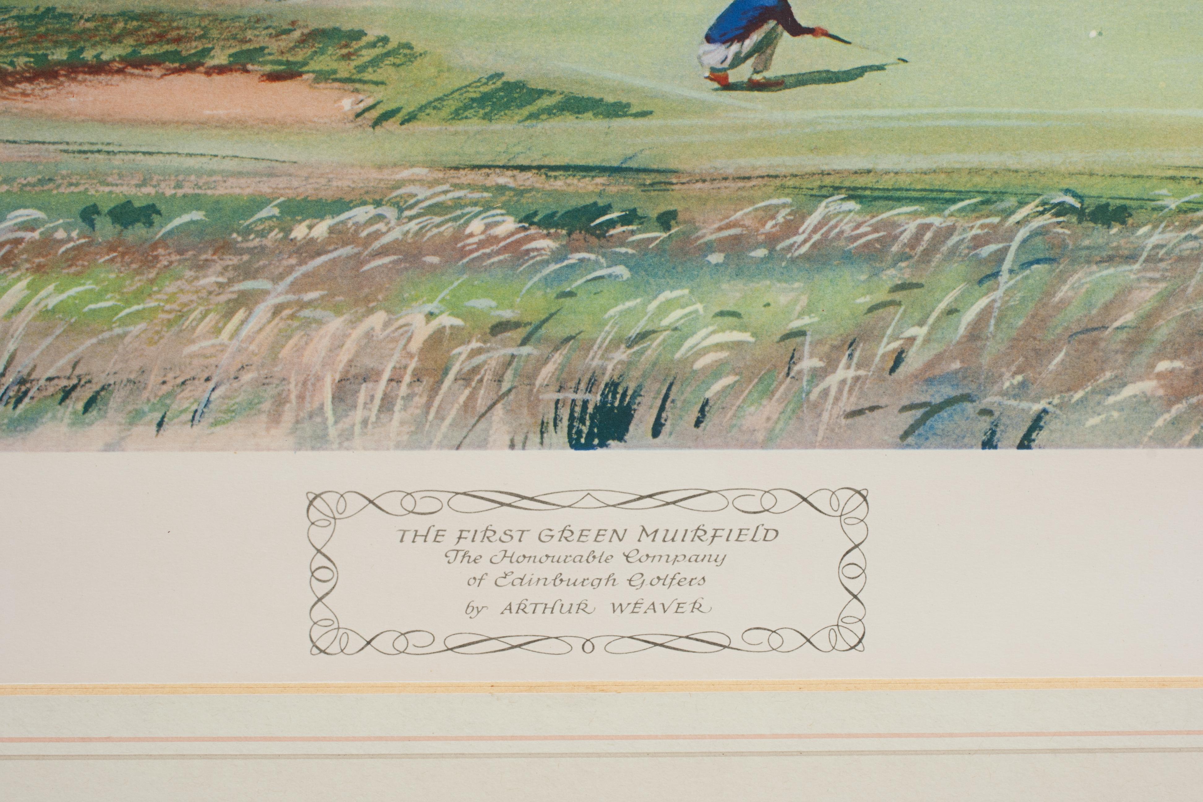 Signed Arthur Weaver Golf Print, First Green Muirfield For Sale 3