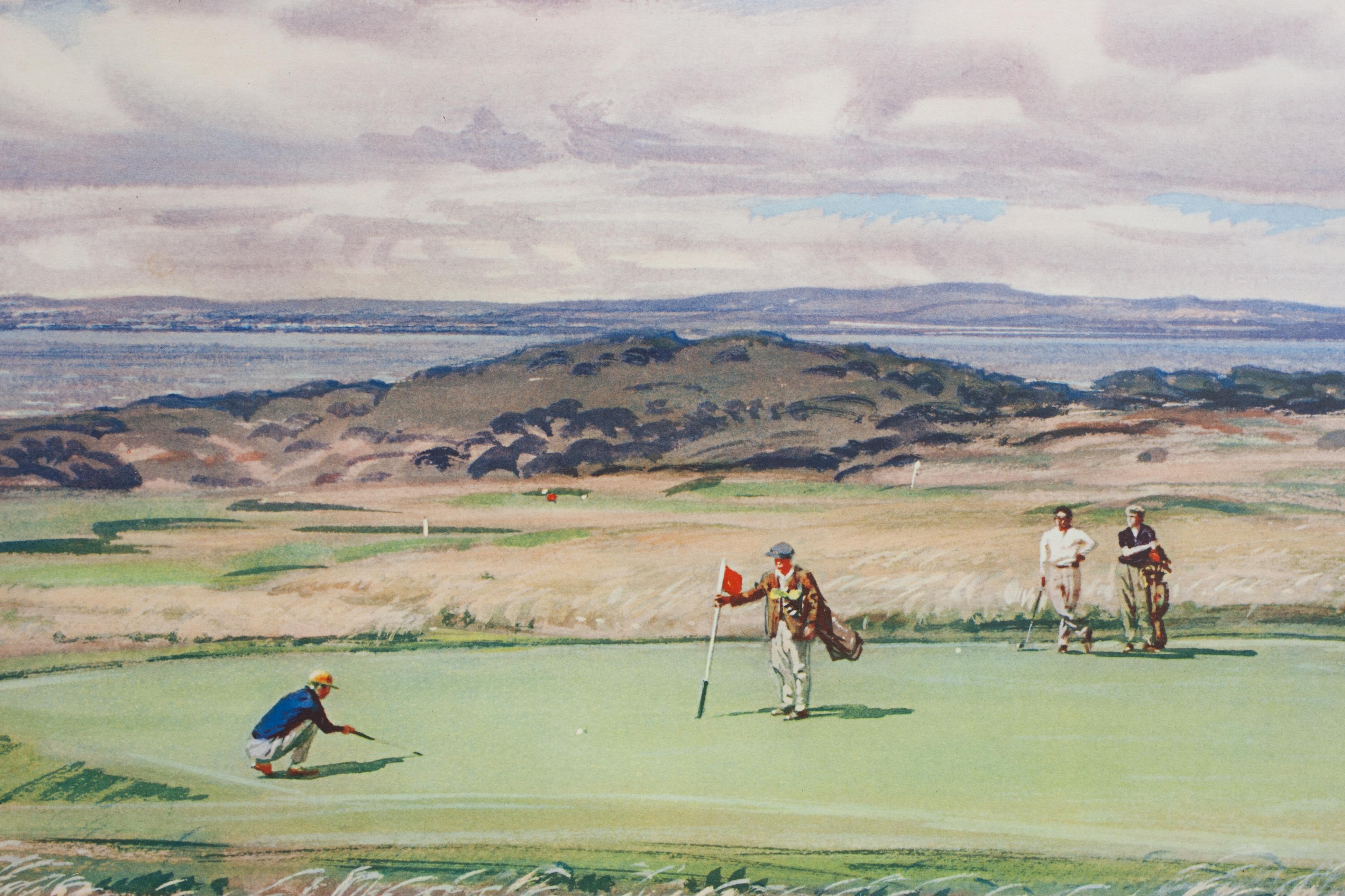 Paper Signed Arthur Weaver Golf Print, First Green Muirfield For Sale