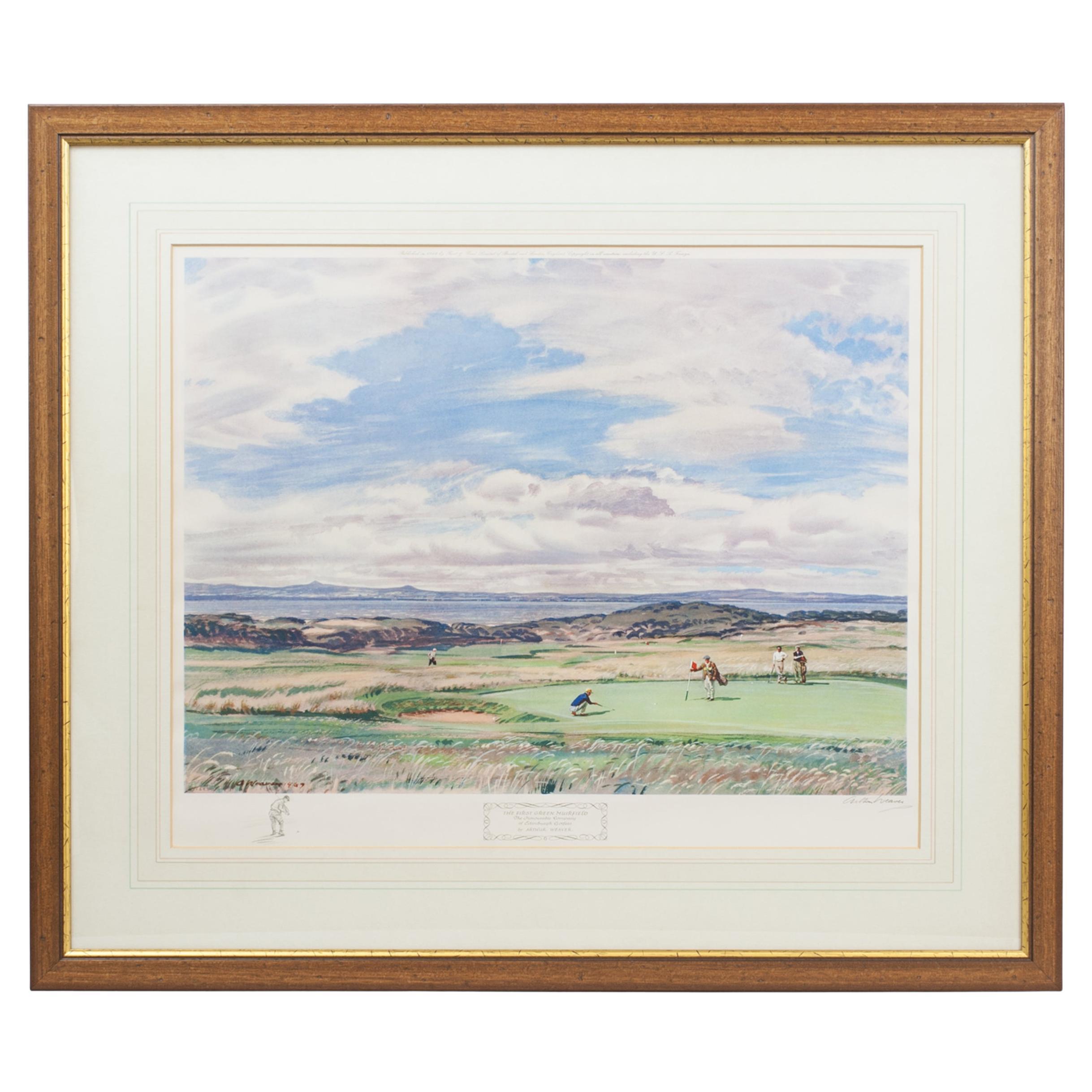 Signed Arthur Weaver Golf Print, First Green Muirfield For Sale