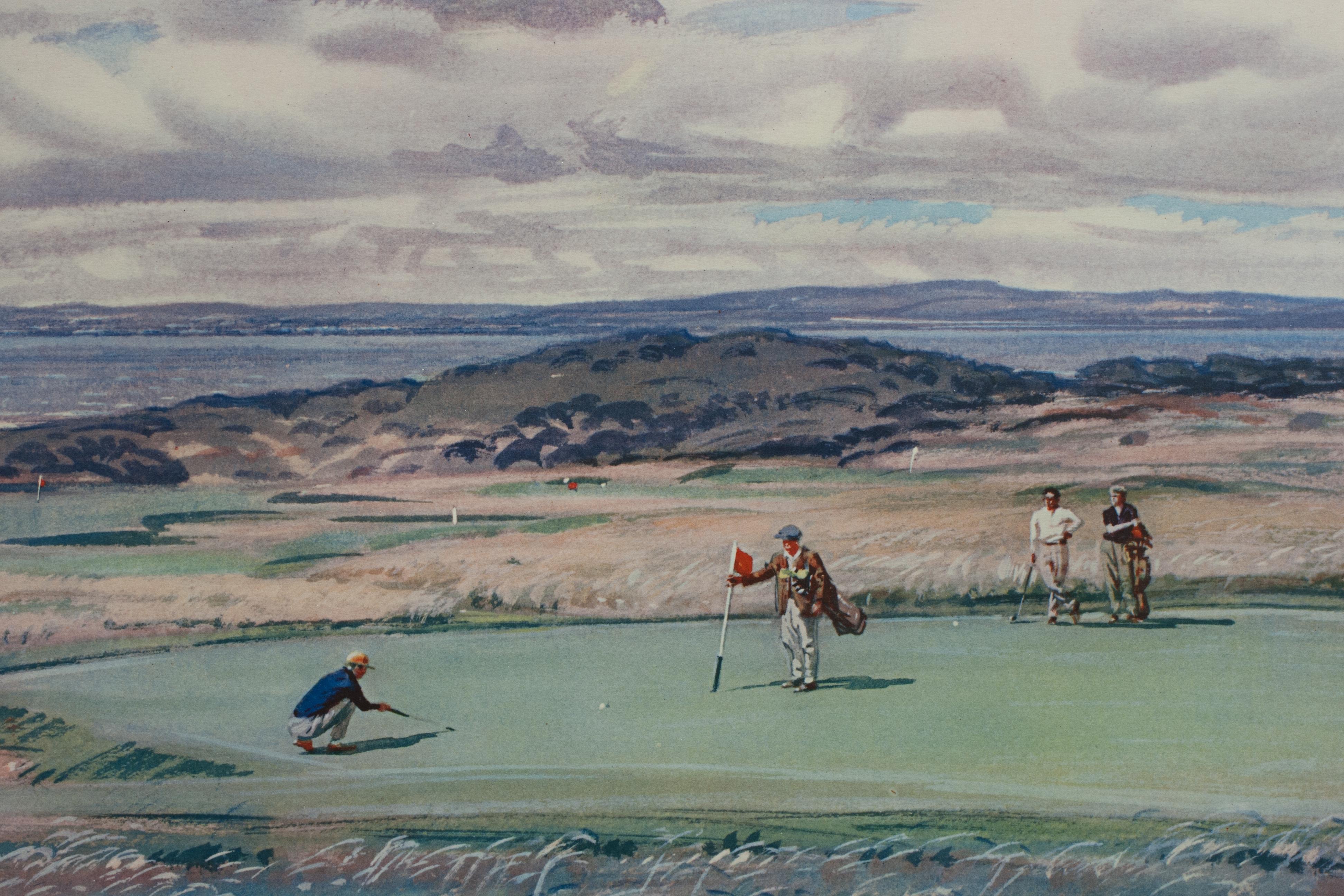English Signed Arthur Weaver Golf Print, the First Green Muirfield