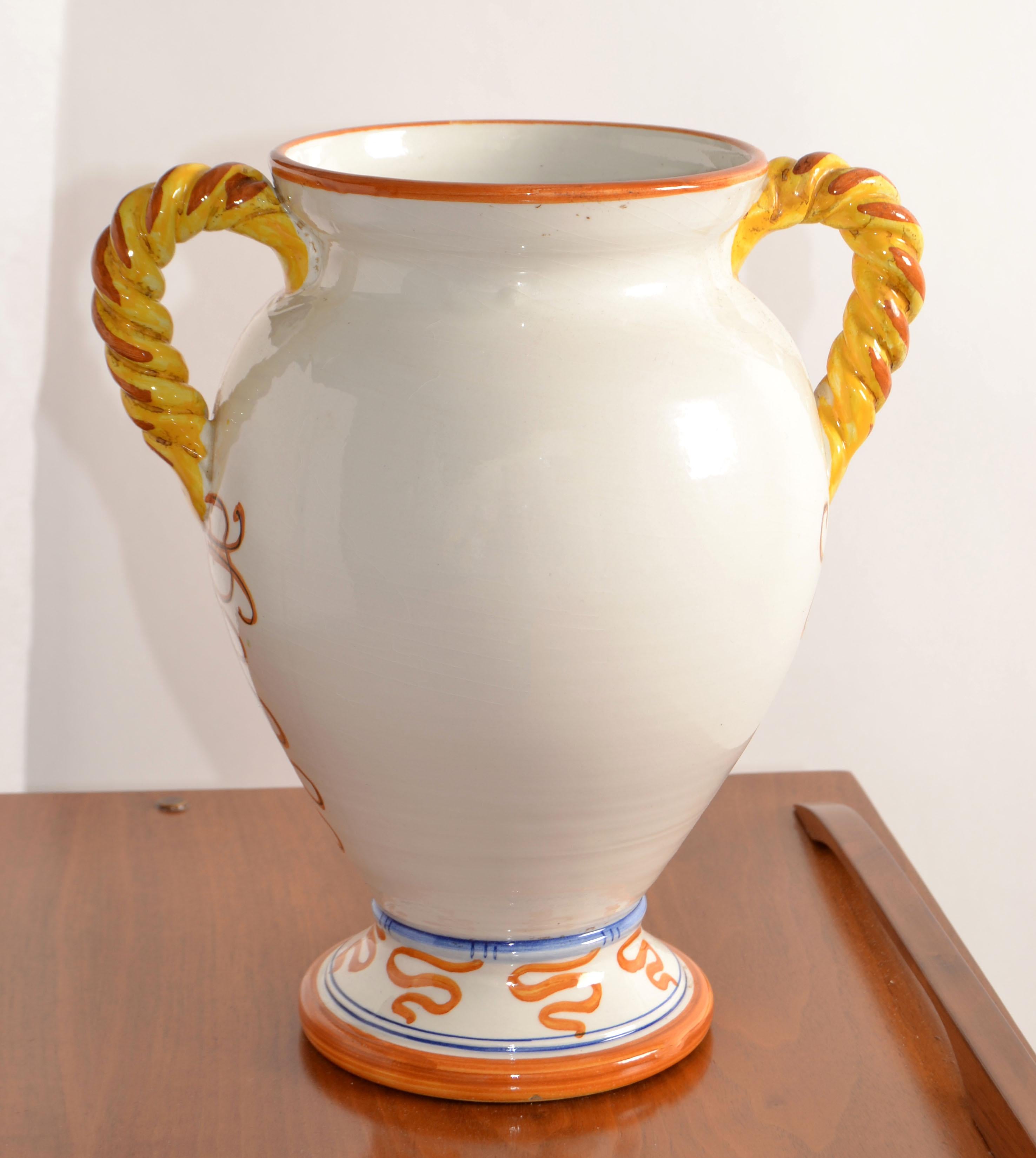 Vaso in ceramica dipinto a mano firmato Artistica Pottery Mediterranean Folk Art Italia in vendita 2