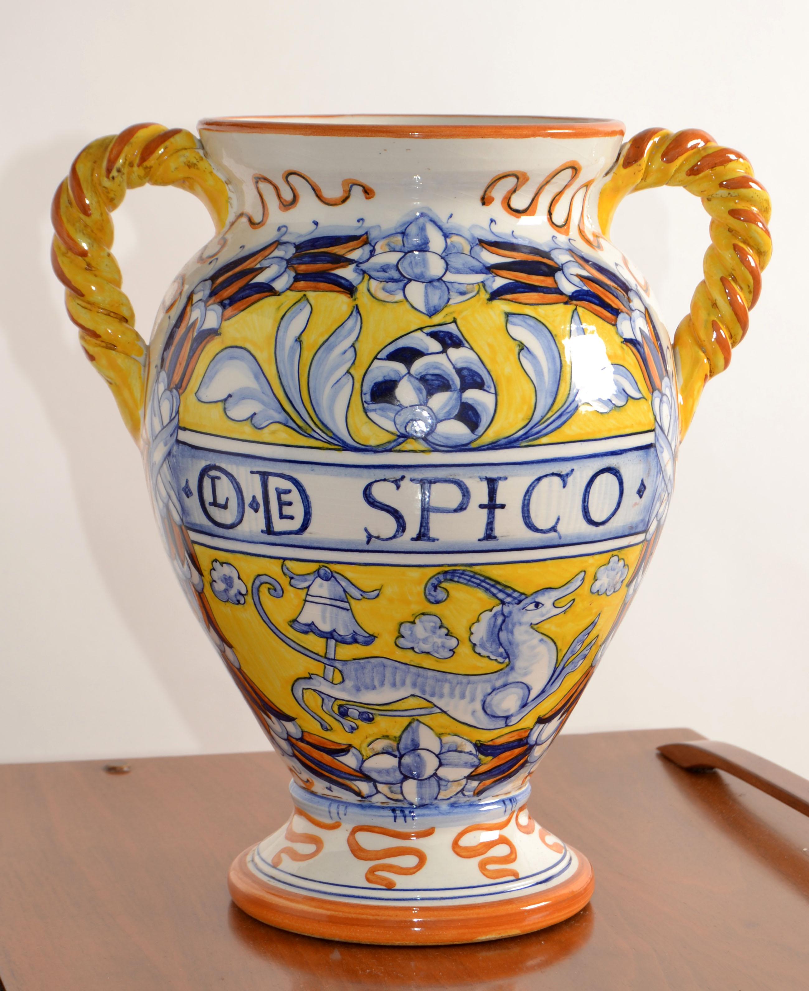 Vaso in ceramica dipinto a mano firmato Artistica Pottery Mediterranean Folk Art Italia in vendita 7