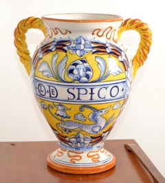 Signed Artistica Pottery Hand Painted Ceramic Vase Mediterranean Folk Art Italy