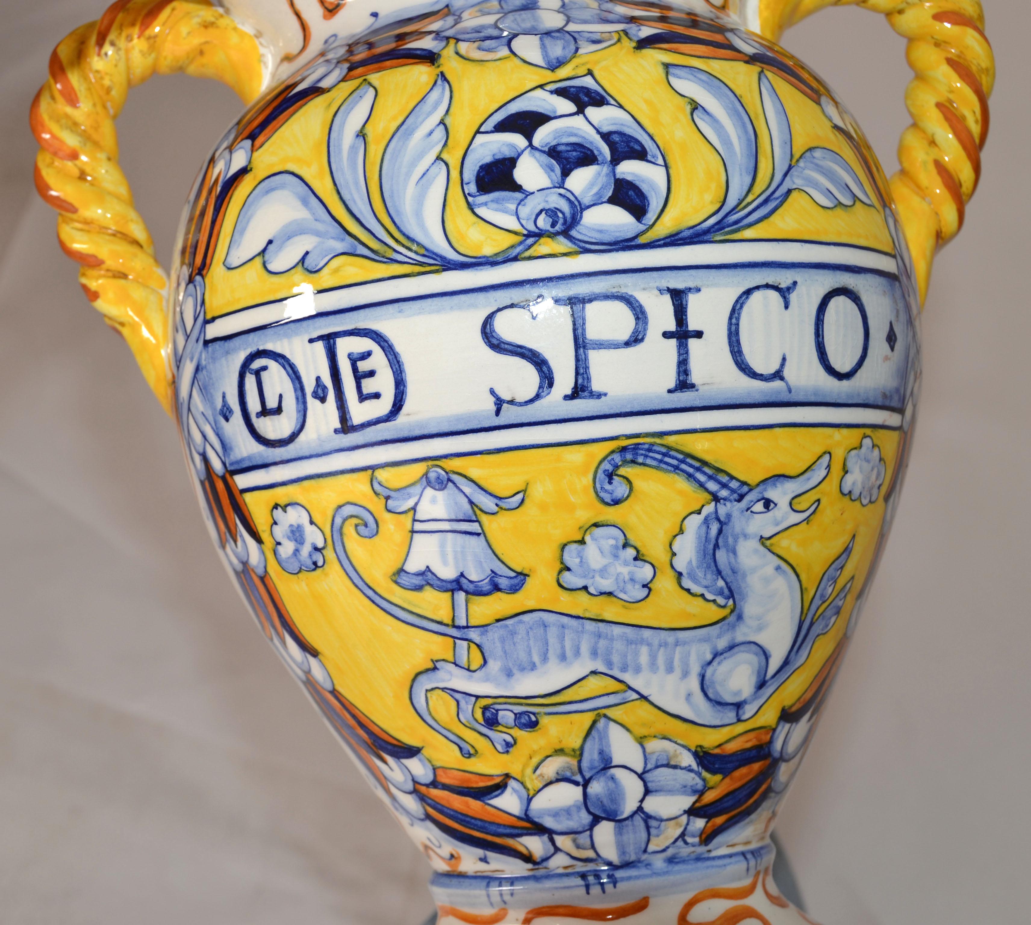 Vaso in ceramica dipinto a mano firmato Artistica Pottery Mediterranean Folk Art Italia In condizioni buone in vendita a Miami, FL