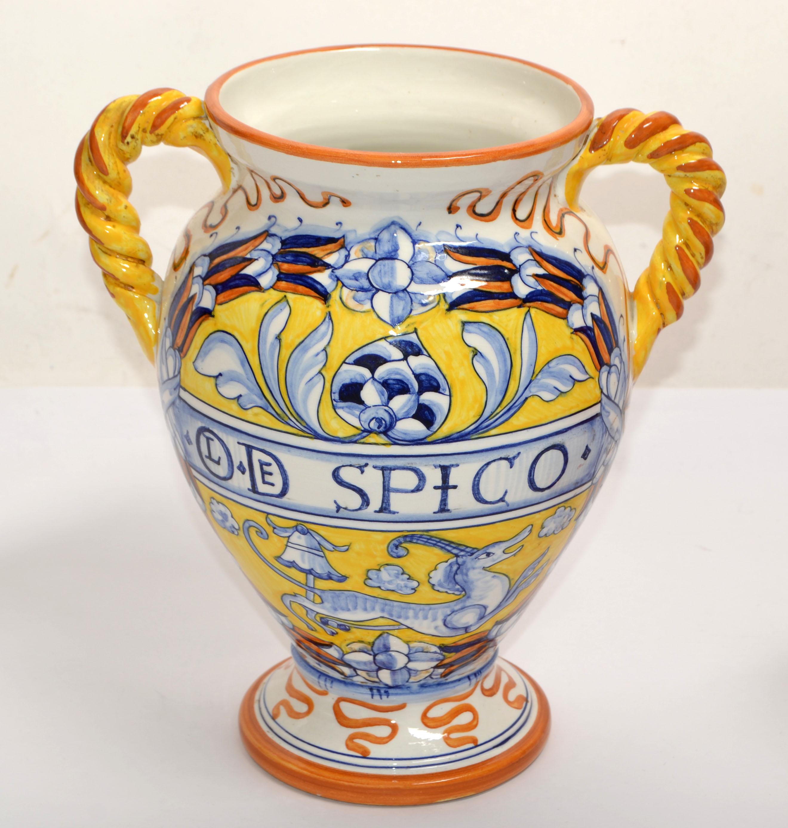 Ceramica Vaso in ceramica dipinto a mano firmato Artistica Pottery Mediterranean Folk Art Italia in vendita