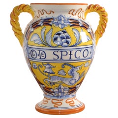Signed Artistica Pottery Hand Painted Ceramic Vase Mediterranean Folk Art Italy