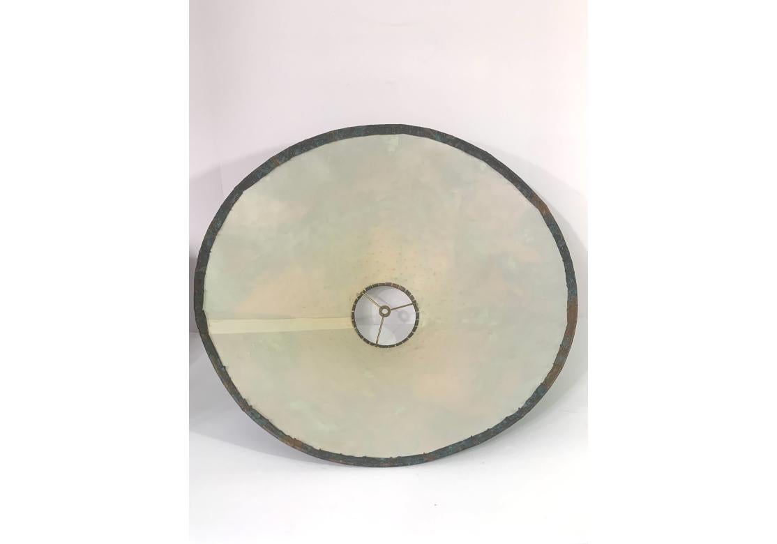 Cuivre Signed Arts & Crafts Artisan Verdigris Copper Table Lamp en vente