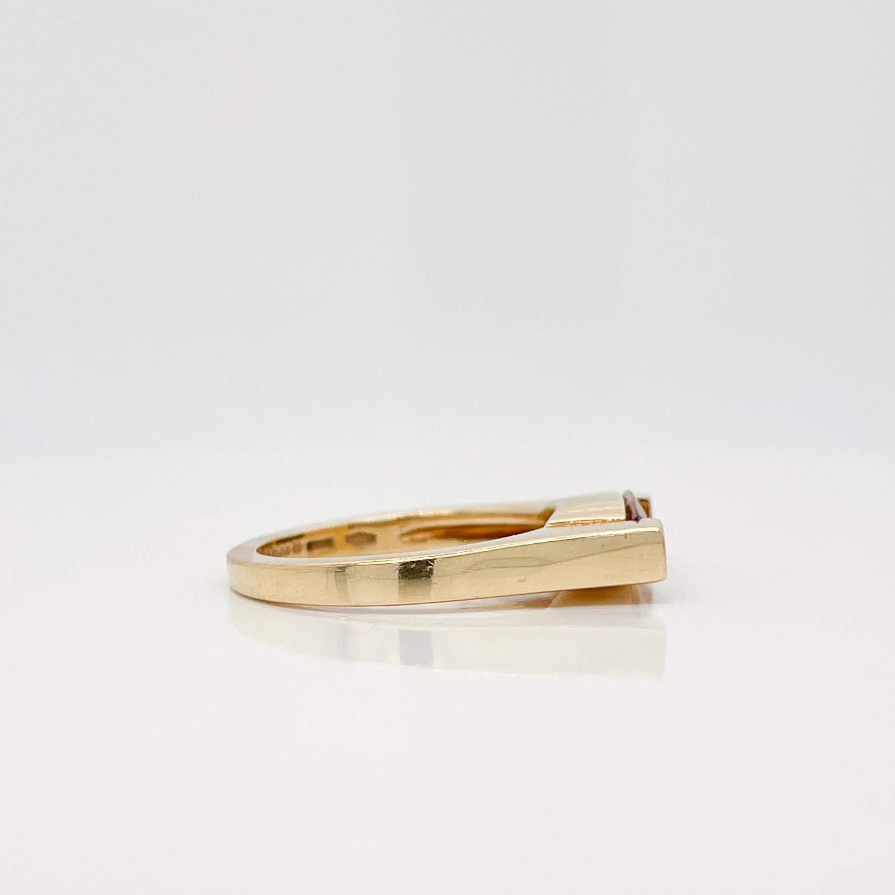 Anillo de cóctel modernista de oro de 18 quilates, citrino y diamantes firmado por Asprey en venta 2