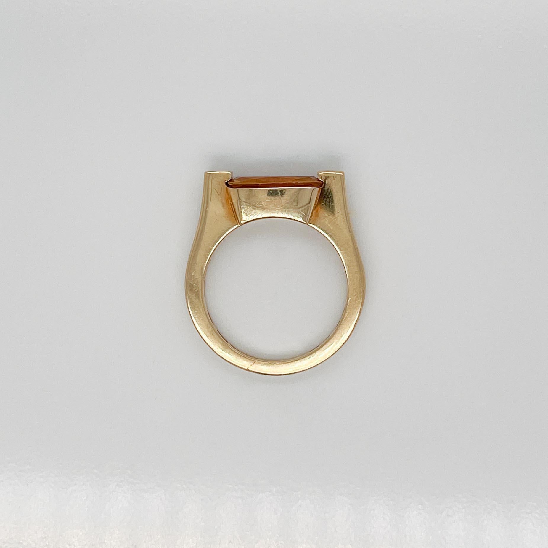 Signed Asprey 18 Karat Gold, Citrine & Diamond Modernist Cocktail Ring For Sale 2