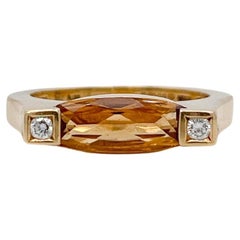 Signed Asprey 18 Karat Gold, Citrine & Diamond Modernist Cocktail Ring