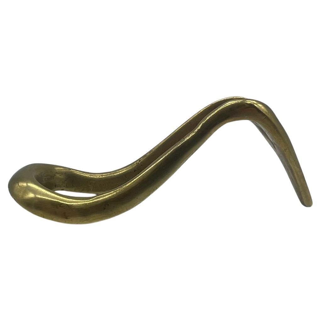 Auböck brass and leather pipe holder, signed, 1950 Vienna Austria.