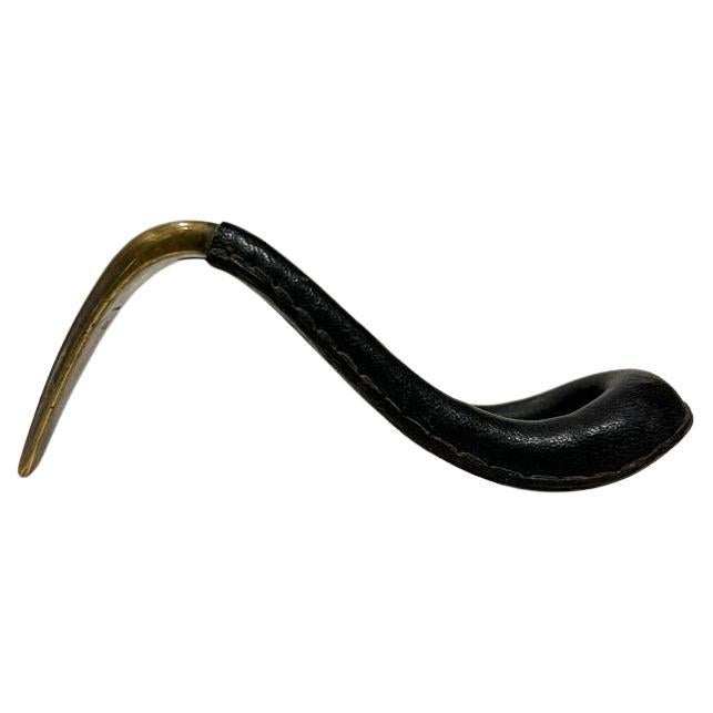 Leather Signed Auböck Pipe Holder, 1950 Vienna Austria For Sale