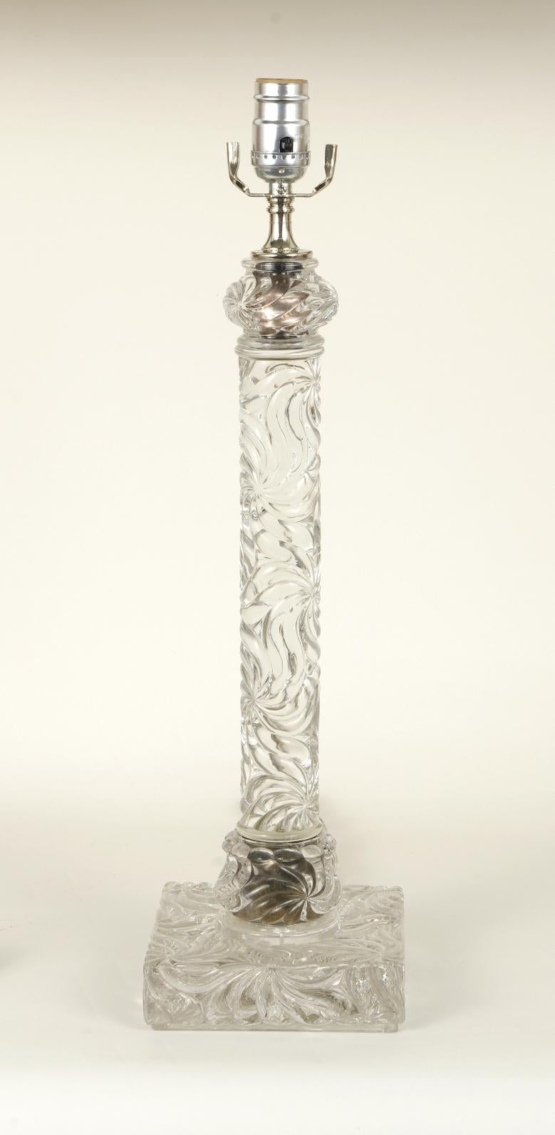 Signed Baccarat Crystal Lamp, circa 1880 For Sale 2