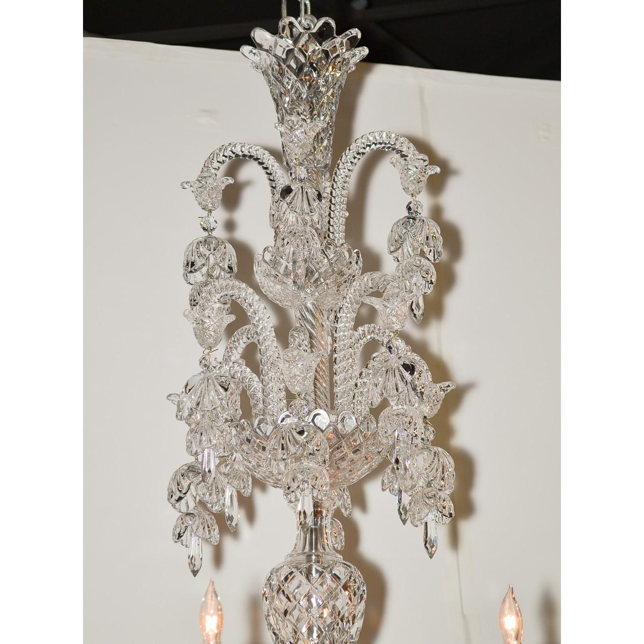 French Signed Baccarat Cut Crystal Chandelier, circa 1900