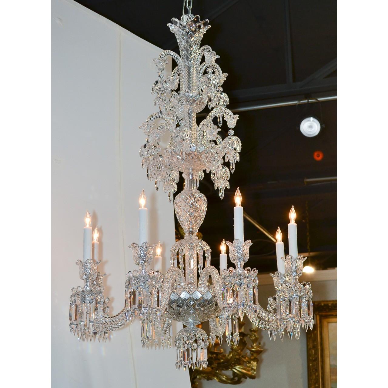 Early 20th Century Signed Baccarat Cut Crystal Chandelier, circa 1900