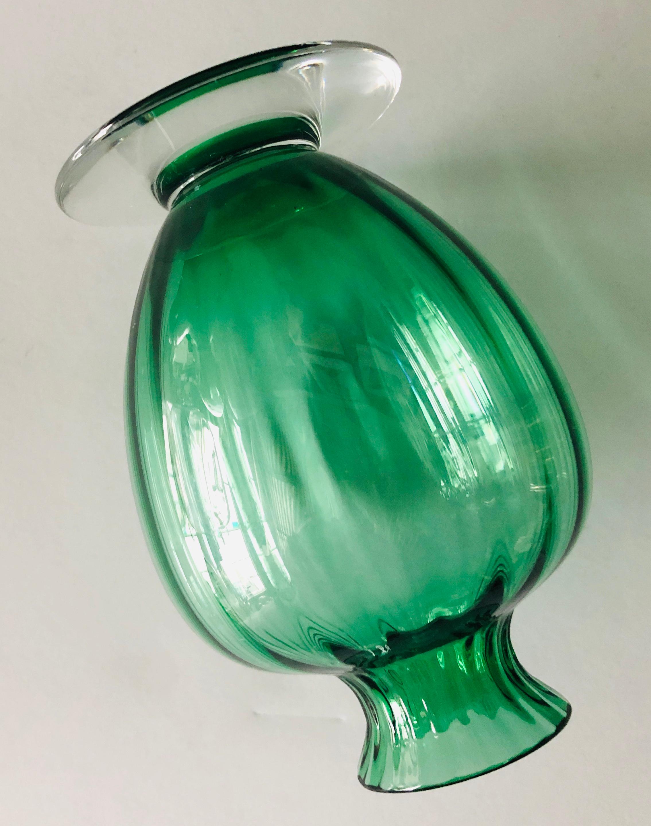 green baccarat vase