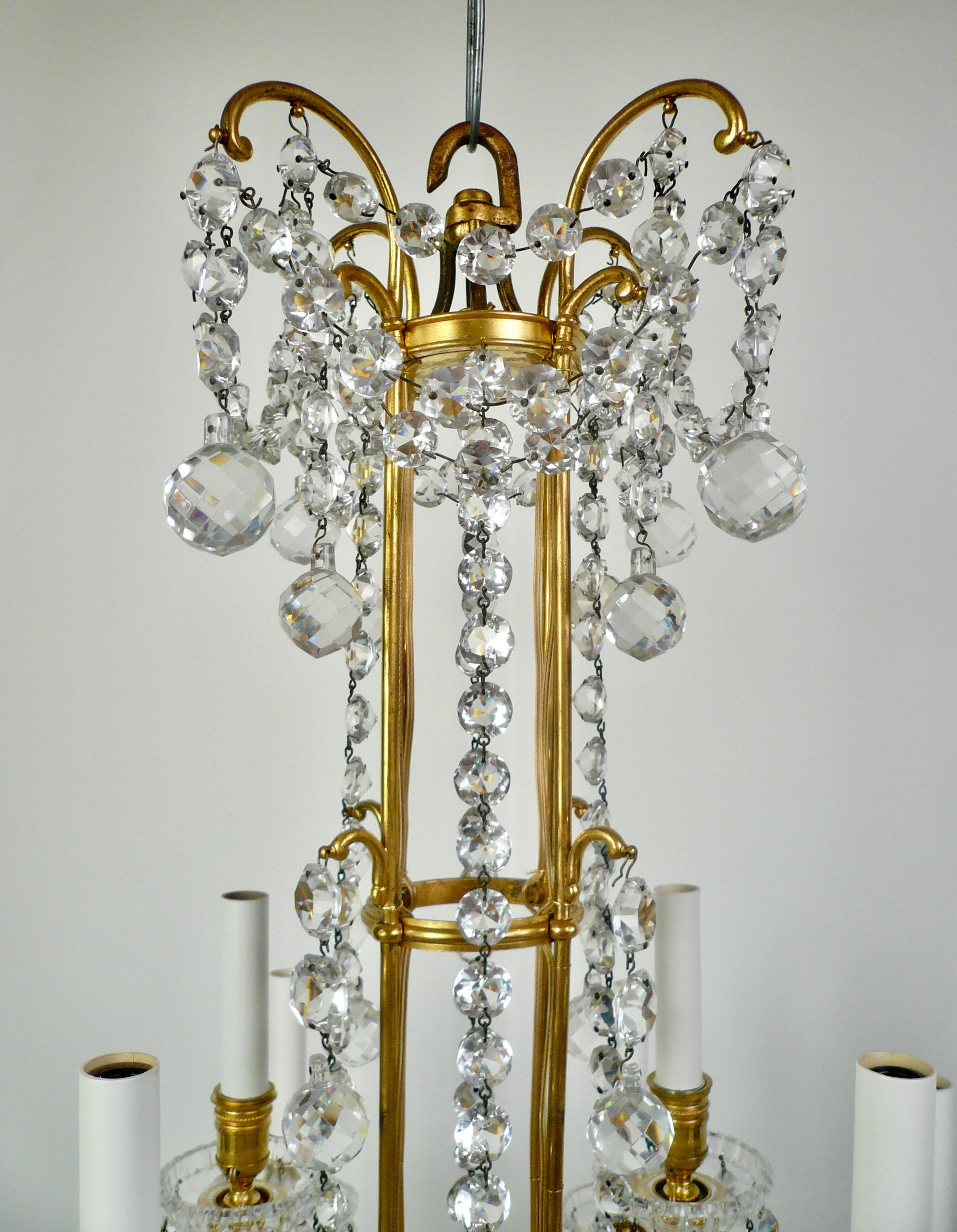 Signed Baccarat Gilt Bronze and Crystal 12 Light Chandelier, circa 1890 For Sale 6