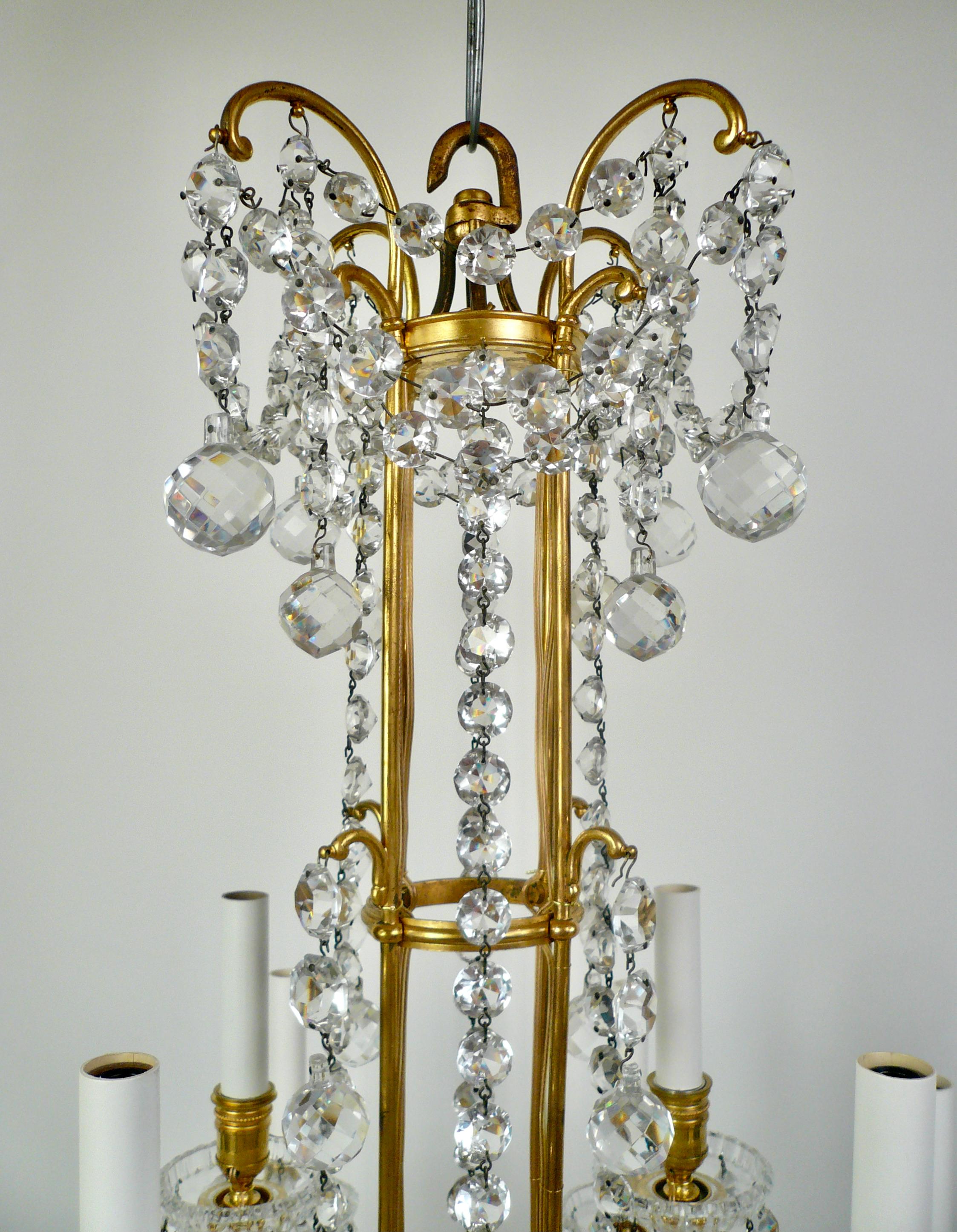 Signed Baccarat Gilt Bronze and Crystal 12 Light Chandelier, circa 1890 For Sale 4